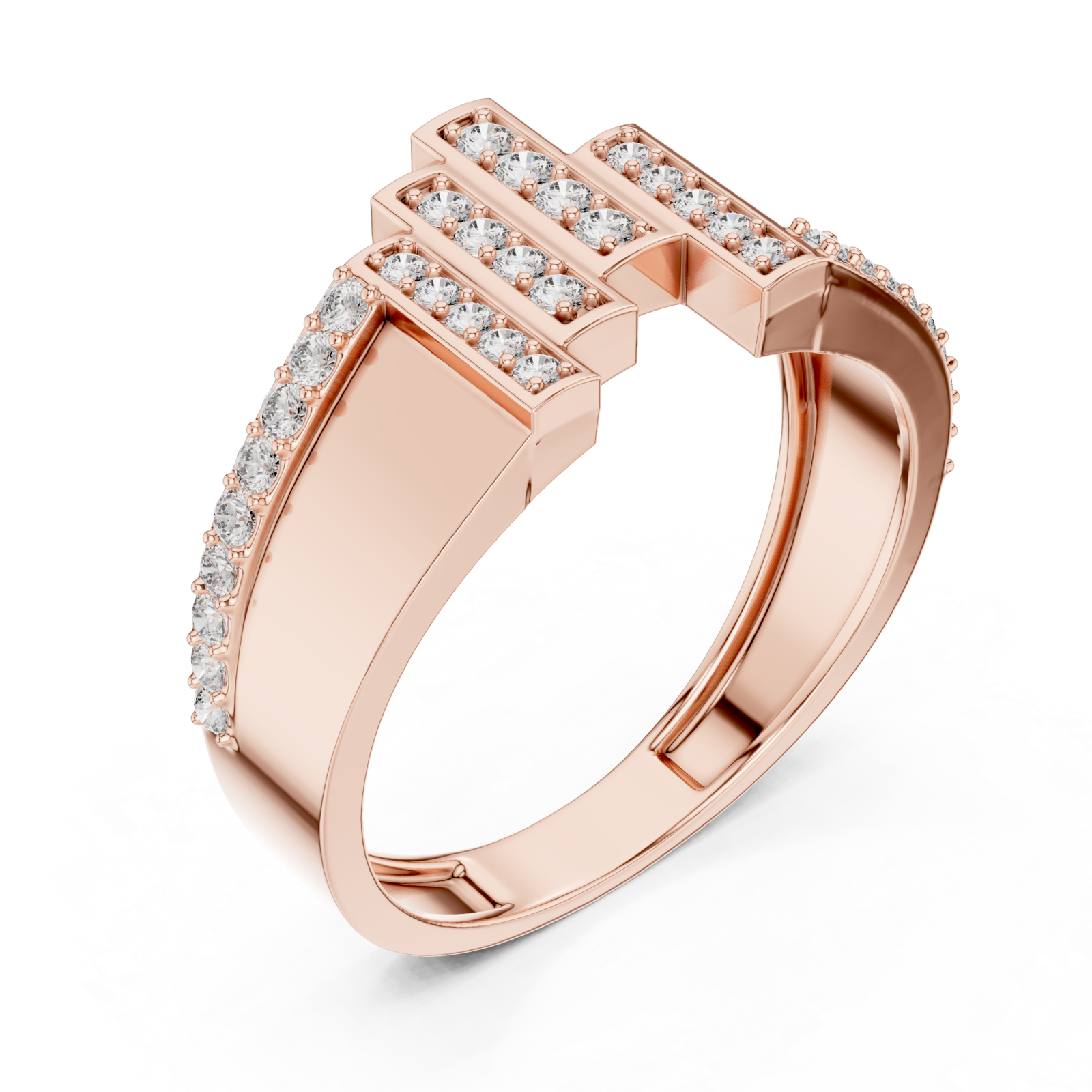  Rose Gold Serene Pathway Bold Curve Band Ring Right View
