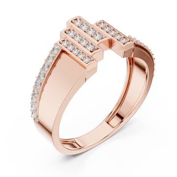  Rose Gold Serene Pathway Bold Curve Band Ring Right View