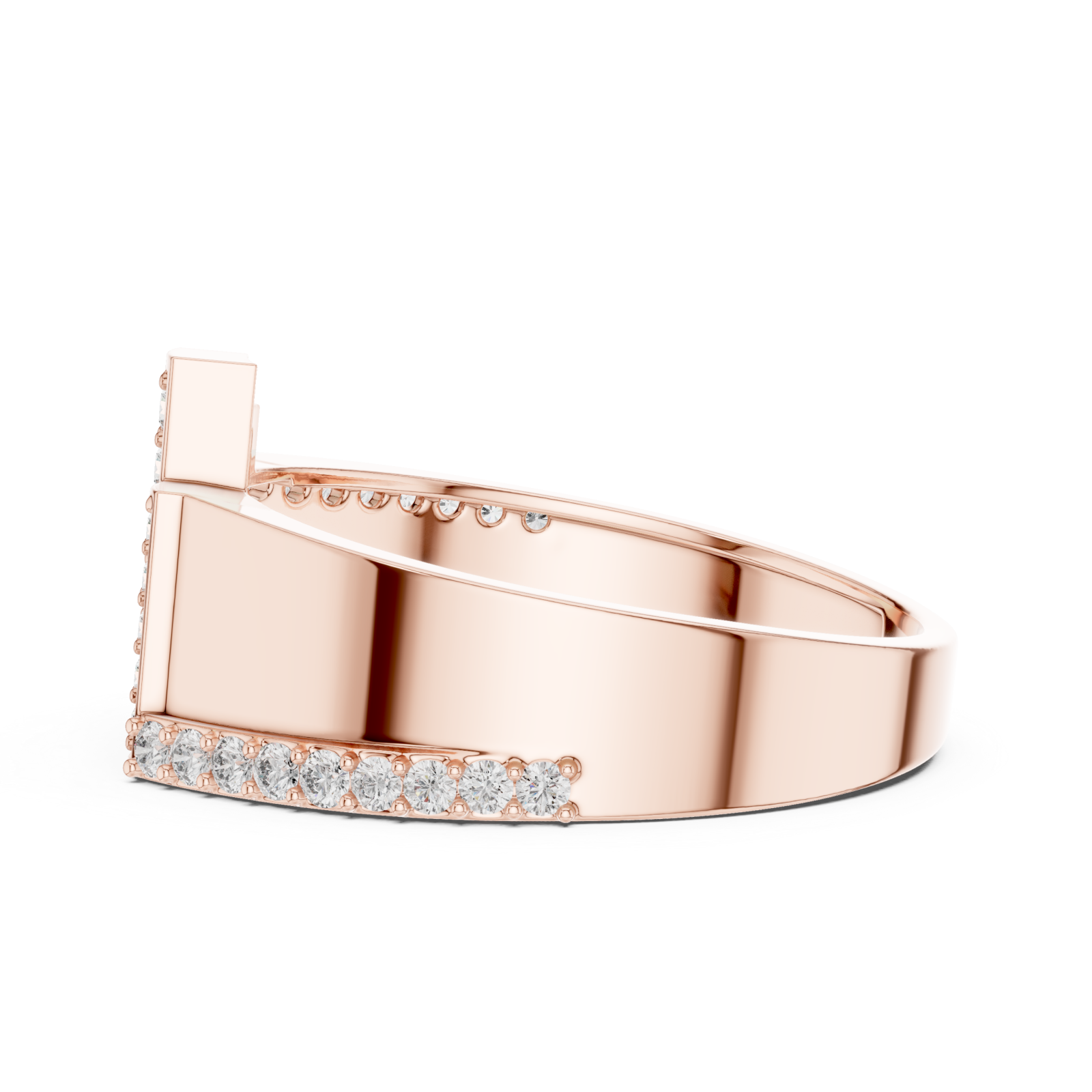  Rose Gold Serene Pathway Bold Curve Band Ring Side View