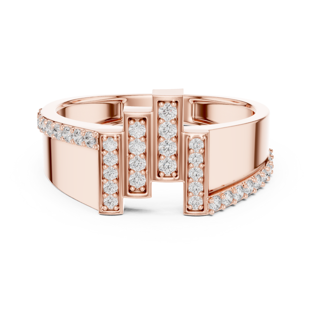  Rose Gold Serene Pathway Bold Curve Band Ring Right View