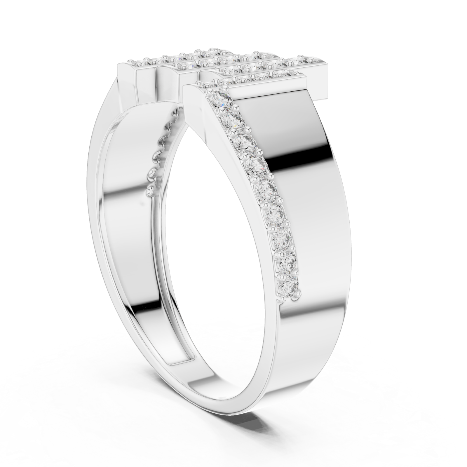  White Gold Serene Pathway Bold Curve Band Ring Left View