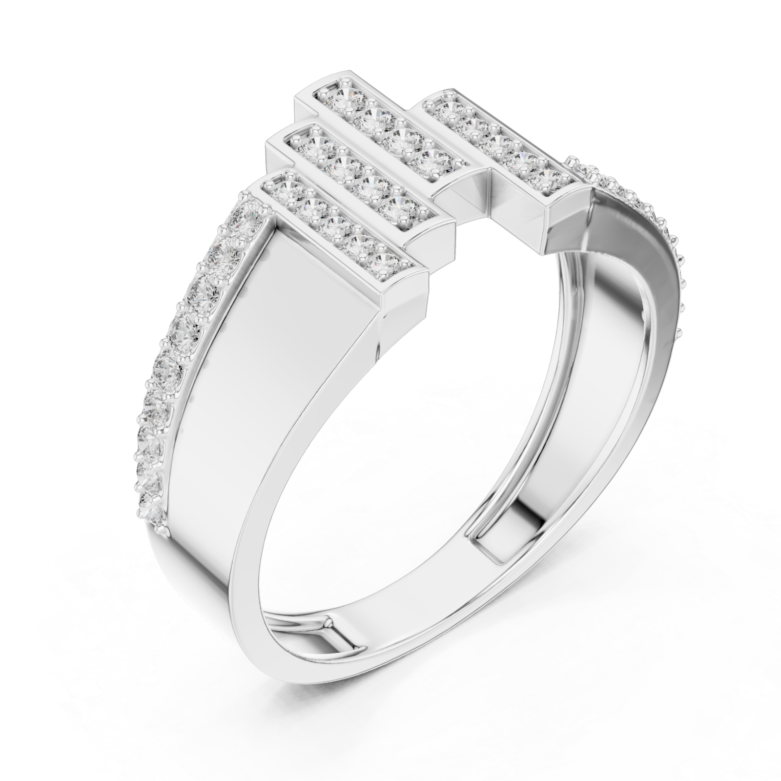  White Gold Serene Pathway Bold Curve Band Ring Right View