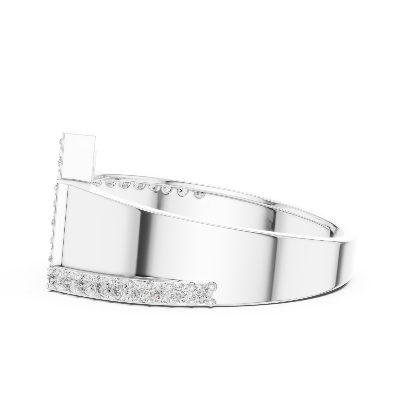  White Gold Serene Pathway Bold Curve Band Ring Side View
