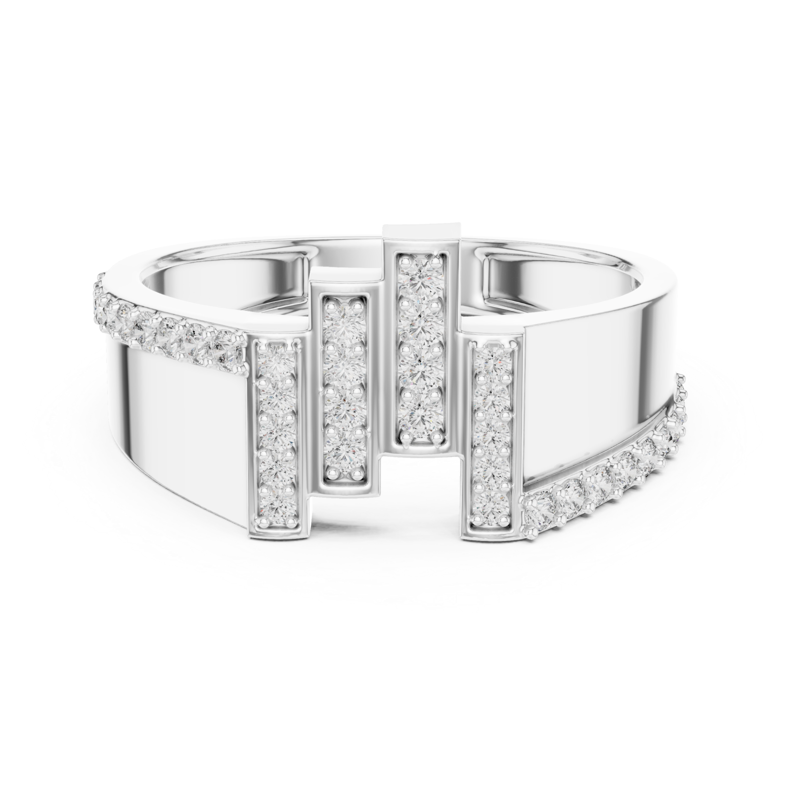  White Gold Serene Pathway Bold Curve Band Ring Front View