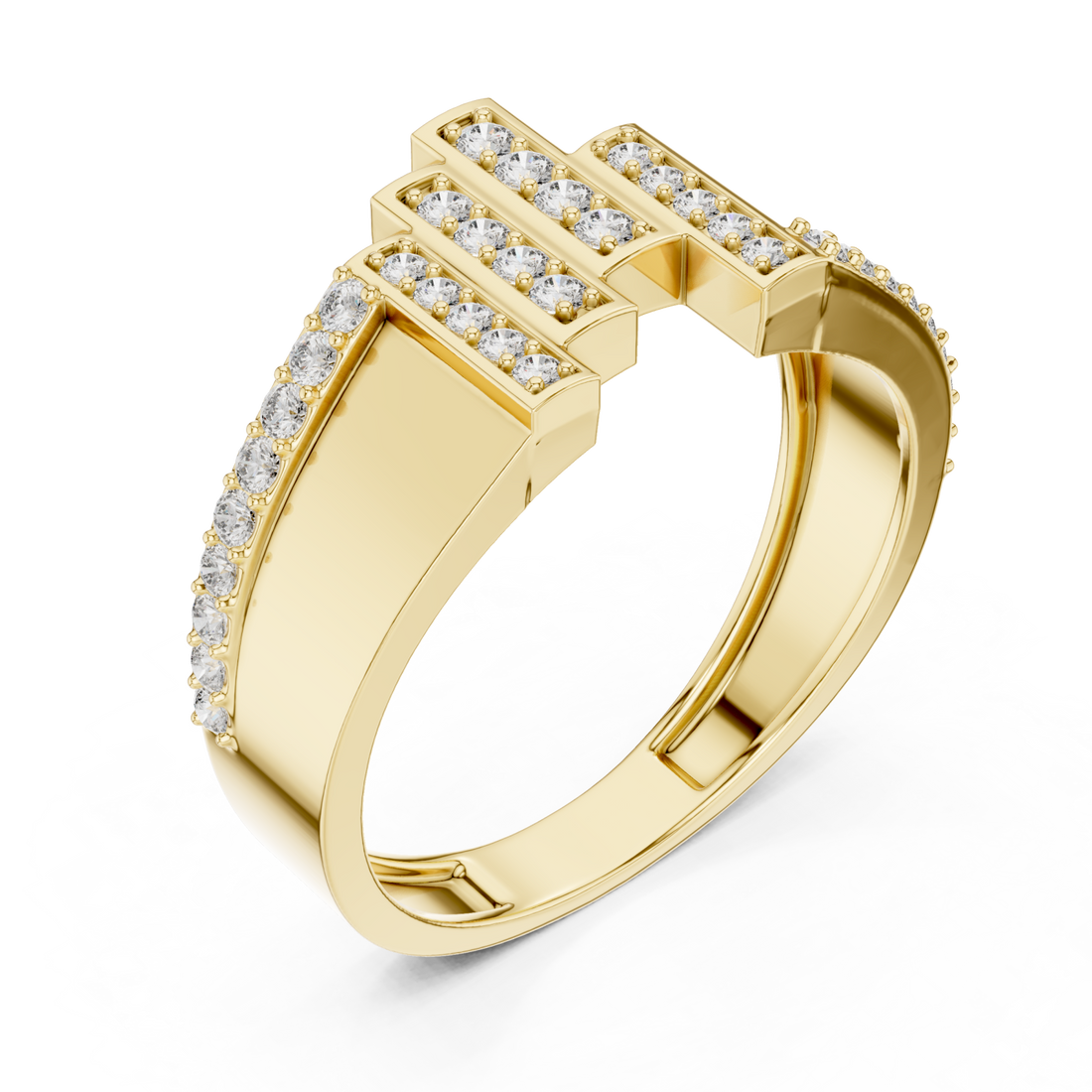 Gold Serene Pathway Bold Curve Band Ring Right View