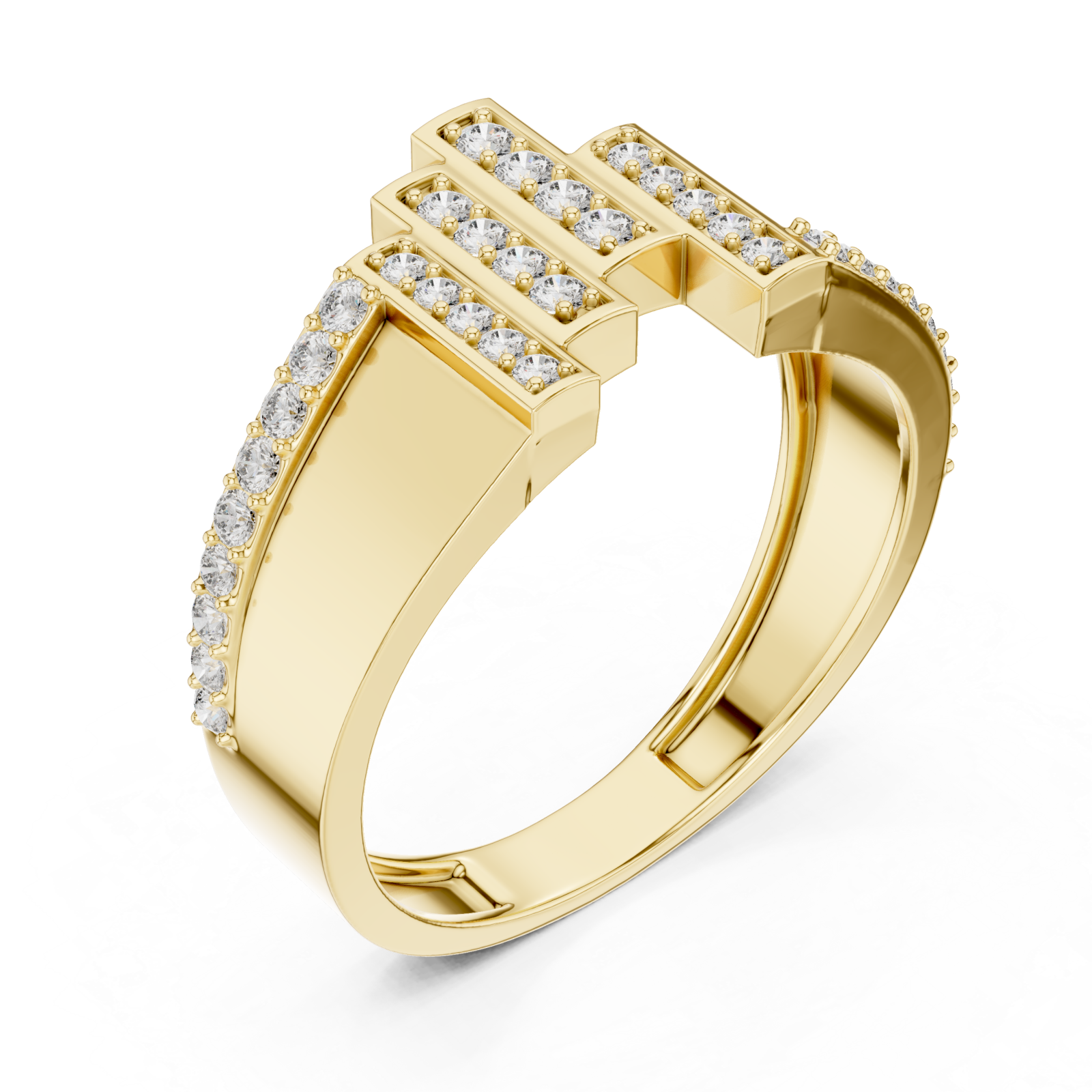 Gold Serene Pathway Bold Curve Band Ring Right View