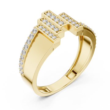Gold Serene Pathway Bold Curve Band Ring Right View