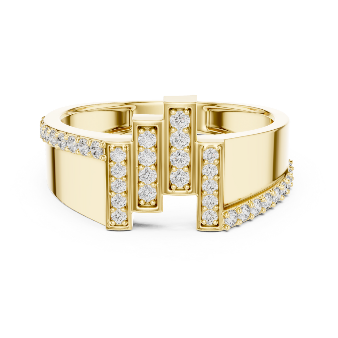 Gold Serene Pathway Bold Curve Band Ring Right View