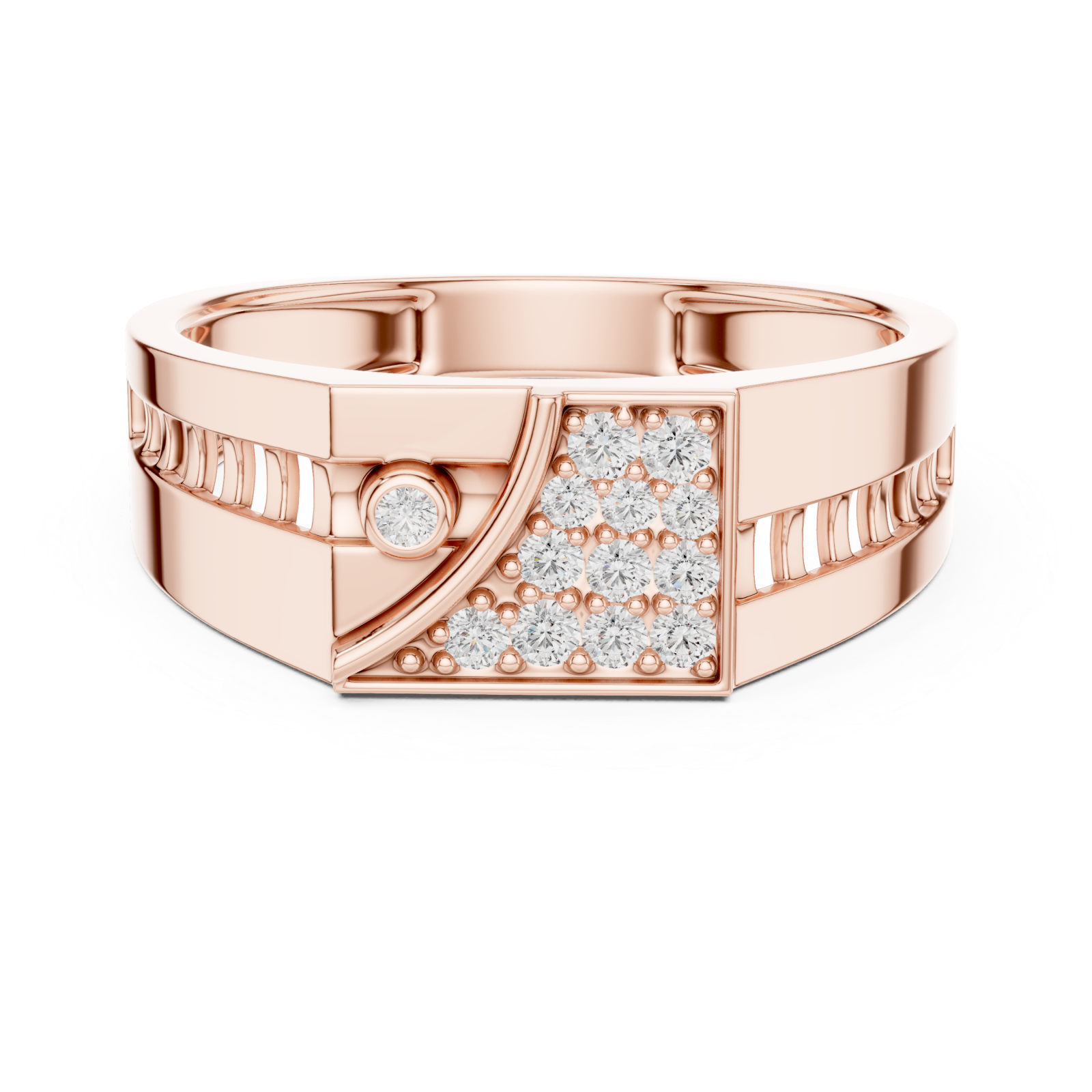  Rose Gold Horizon Window Signature Statement Band Front View