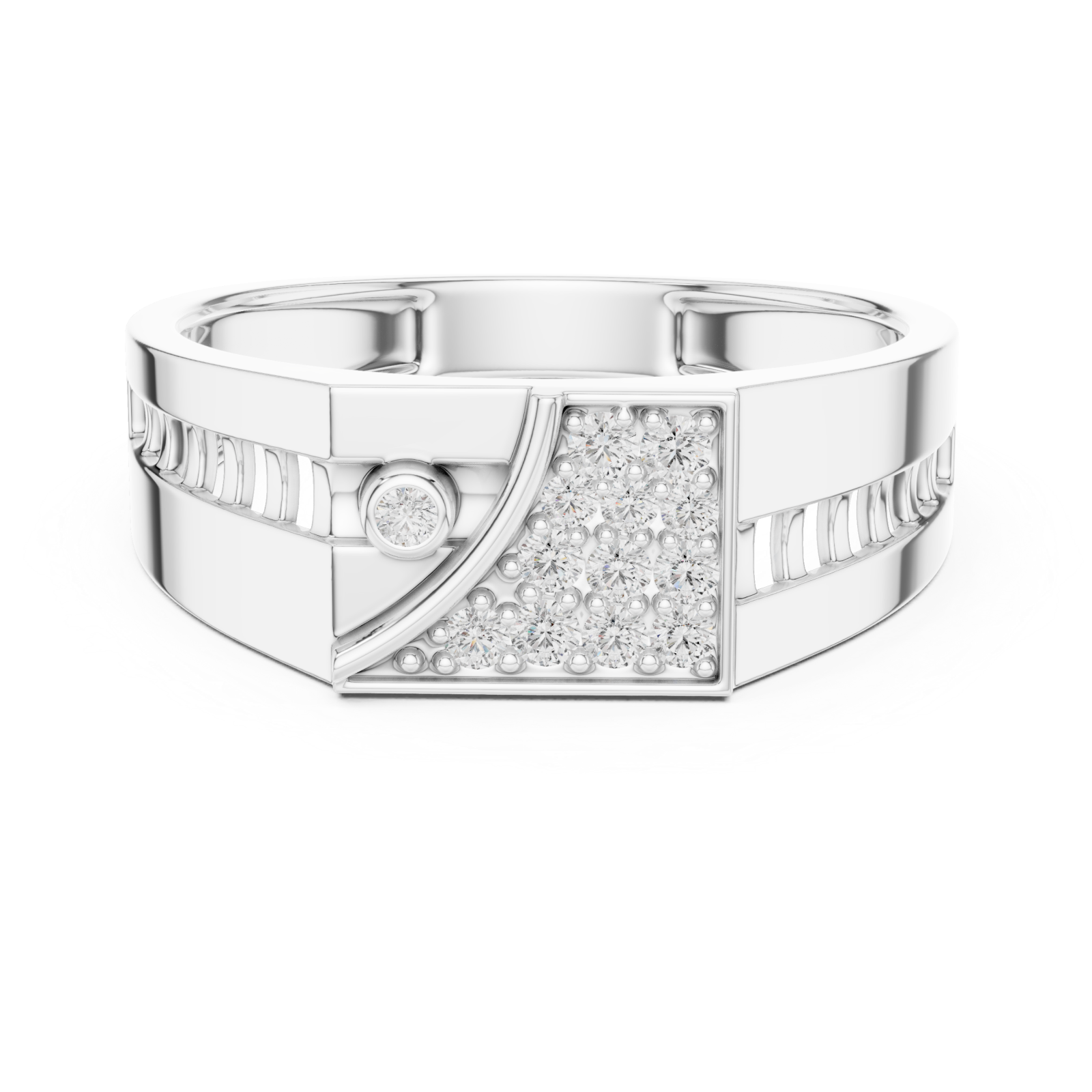  White Gold Horizon Window Signature Statement Band Front View
