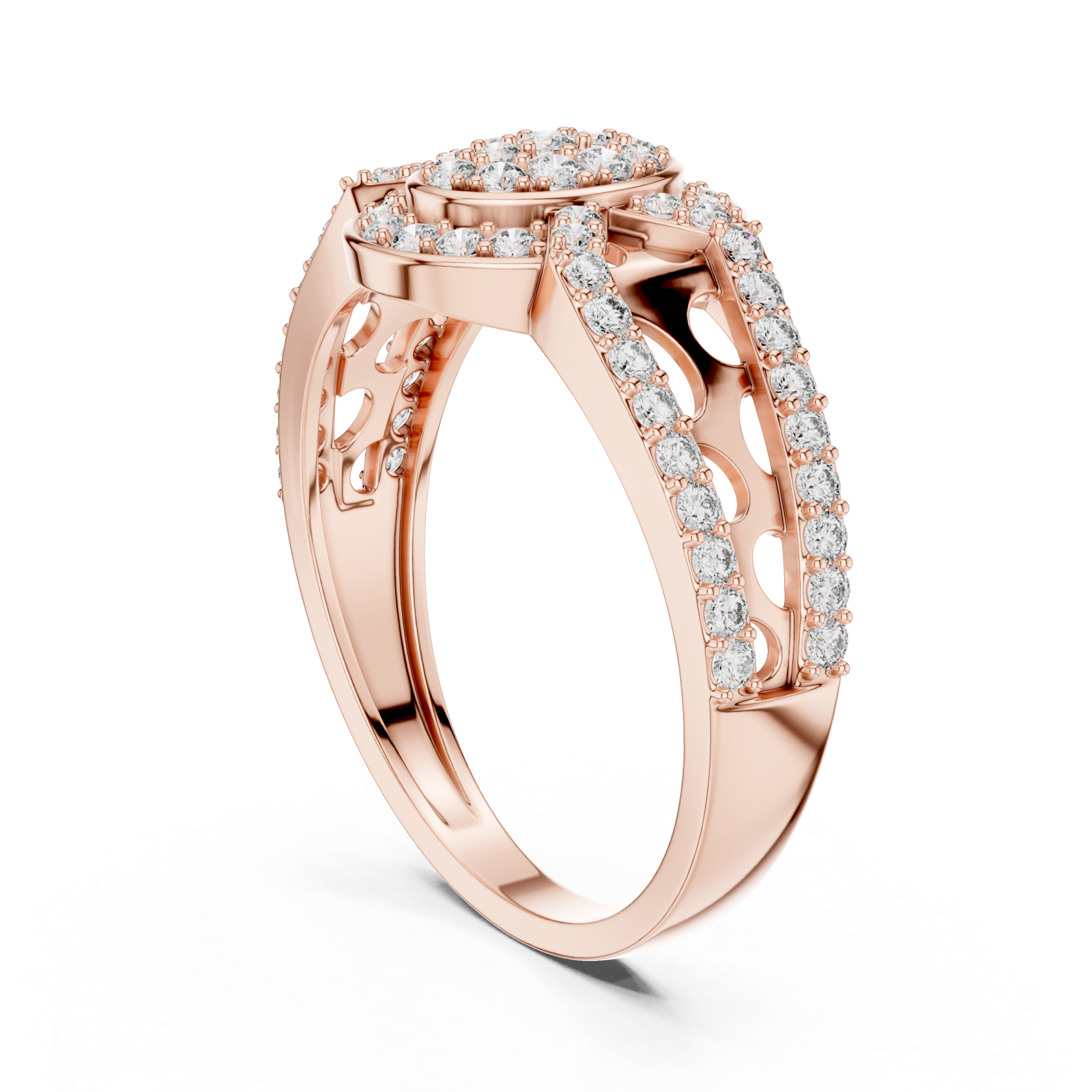  Rose Gold Shimmering Echo Sculpted Circle Ring Left View
