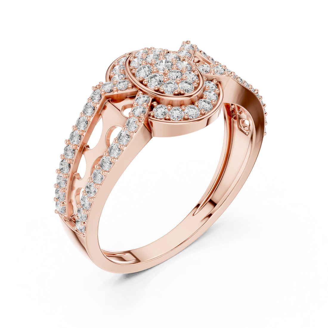  Rose Gold Shimmering Echo Sculpted Circle Ring Right View