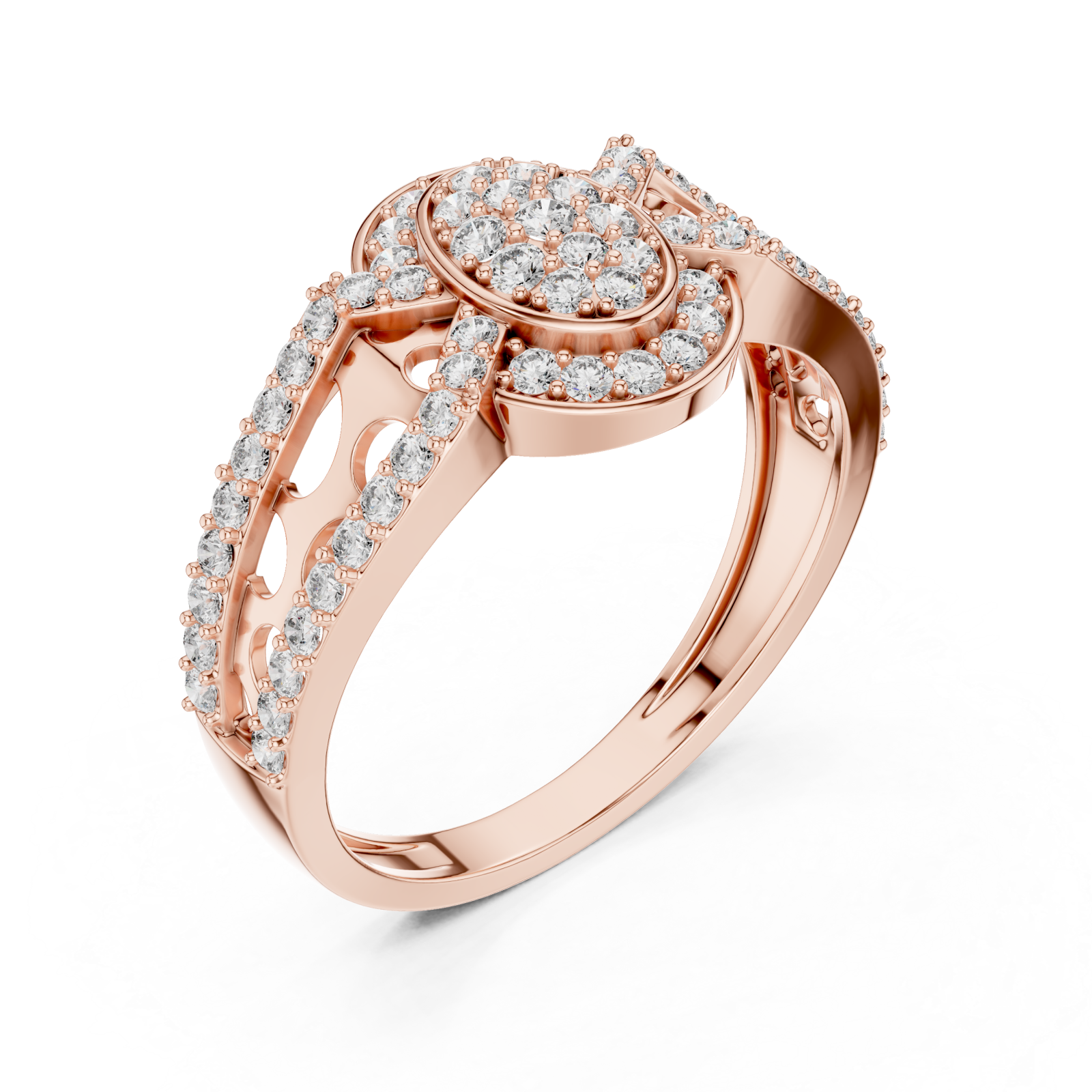  Rose Gold Shimmering Echo Sculpted Circle Ring Right View