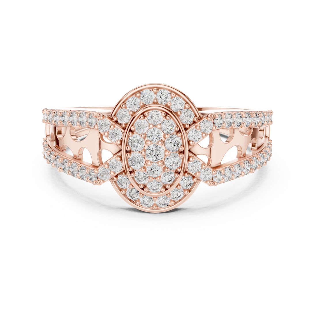  Rose Gold Shimmering Echo Sculpted Circle Ring Right View