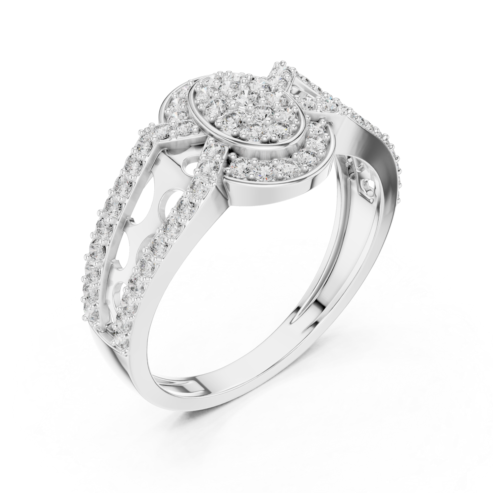  White Gold Shimmering Echo Sculpted Circle Ring Right View