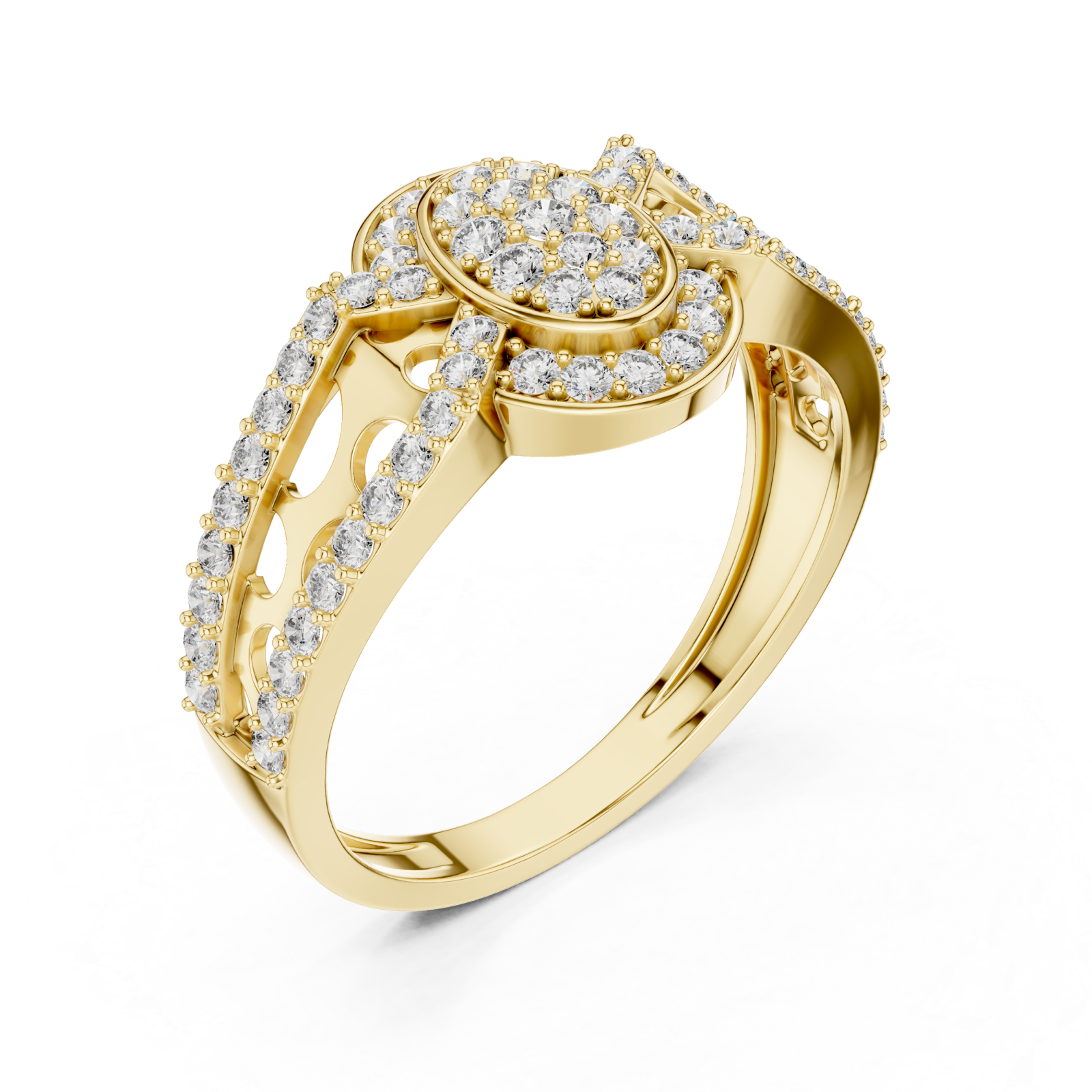 Gold Shimmering Echo Sculpted Circle Ring Right View