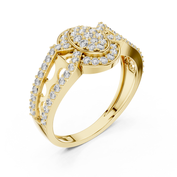 Gold Shimmering Echo Sculpted Circle Ring Right View