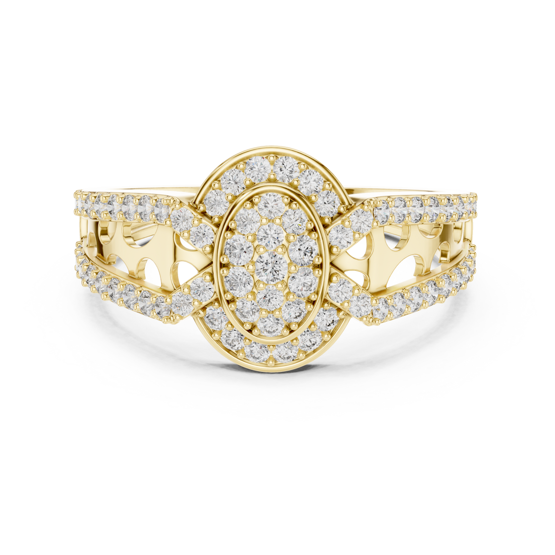 Gold Shimmering Echo Sculpted Circle Ring Right View