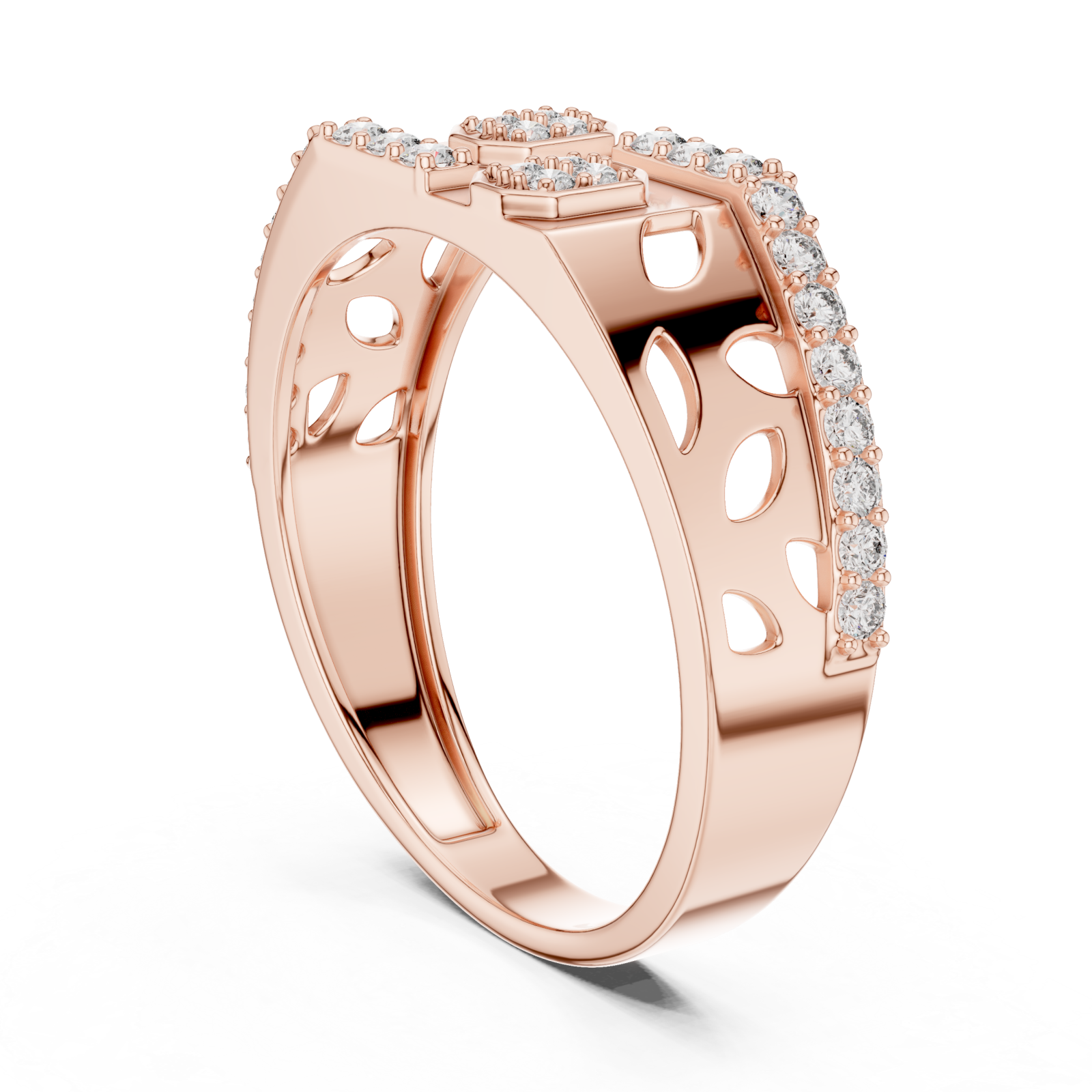  Rose Gold Petal Lattice Ring Left View