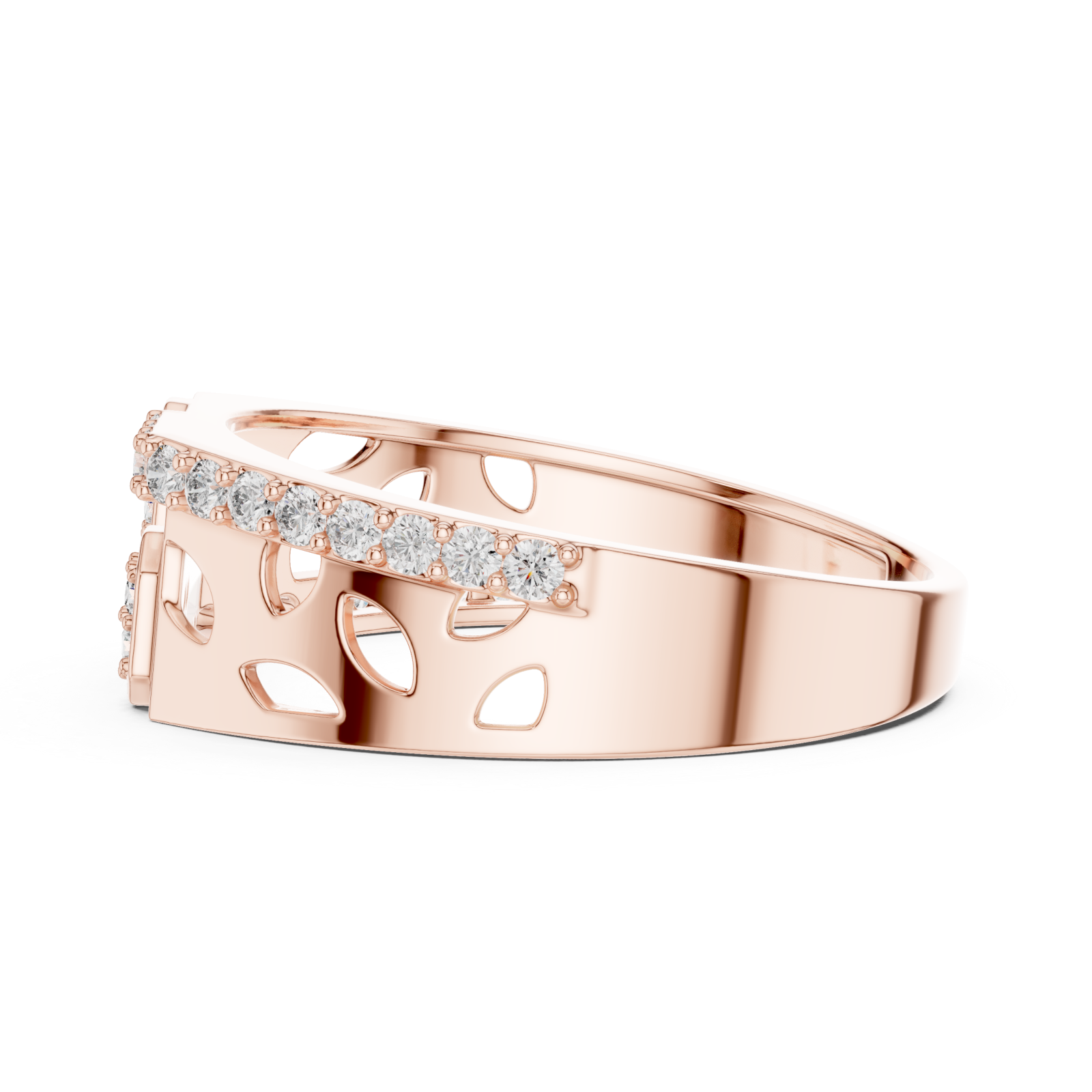  Rose Gold Petal Lattice Ring Side View