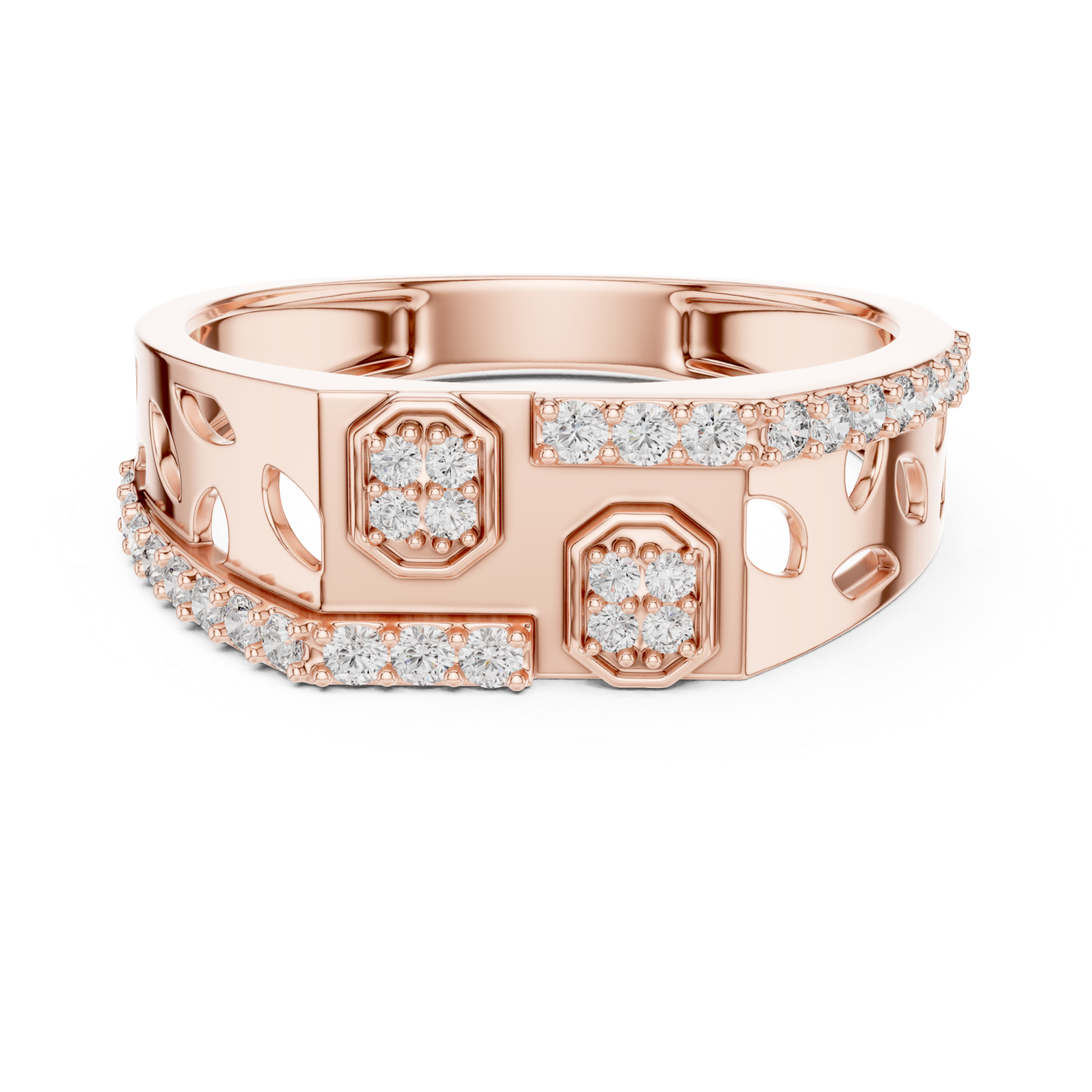  Rose Gold Petal Lattice Ring Front View
