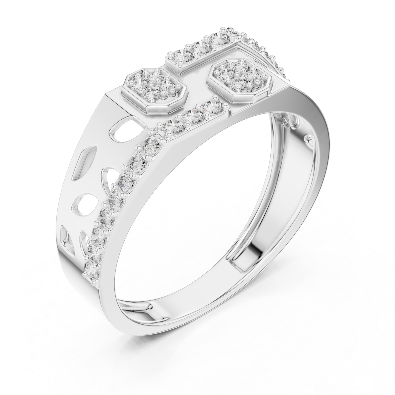  White Gold Petal Lattice Ring Right View