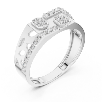  White Gold Petal Lattice Ring Right View