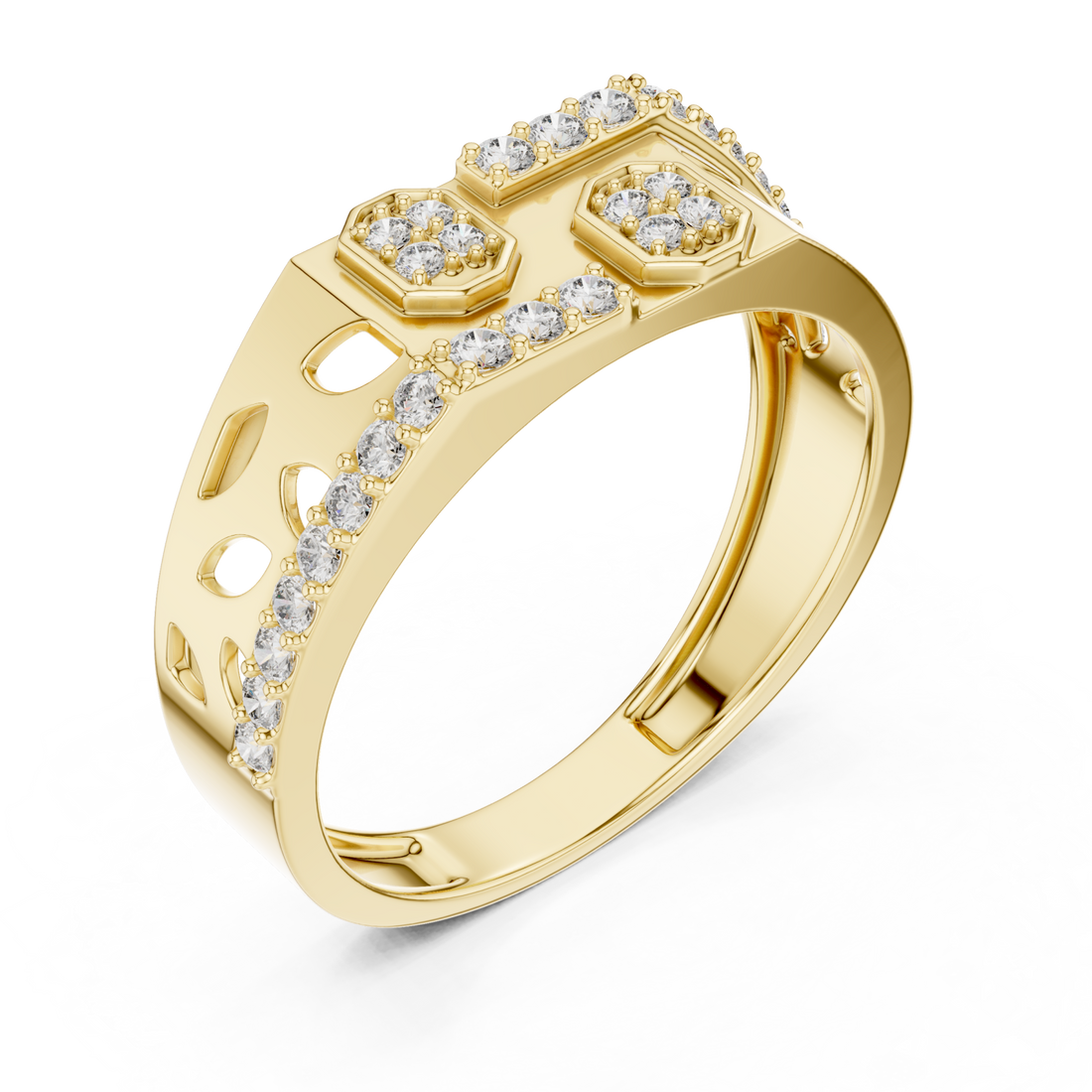 Gold Petal Lattice Ring Right View