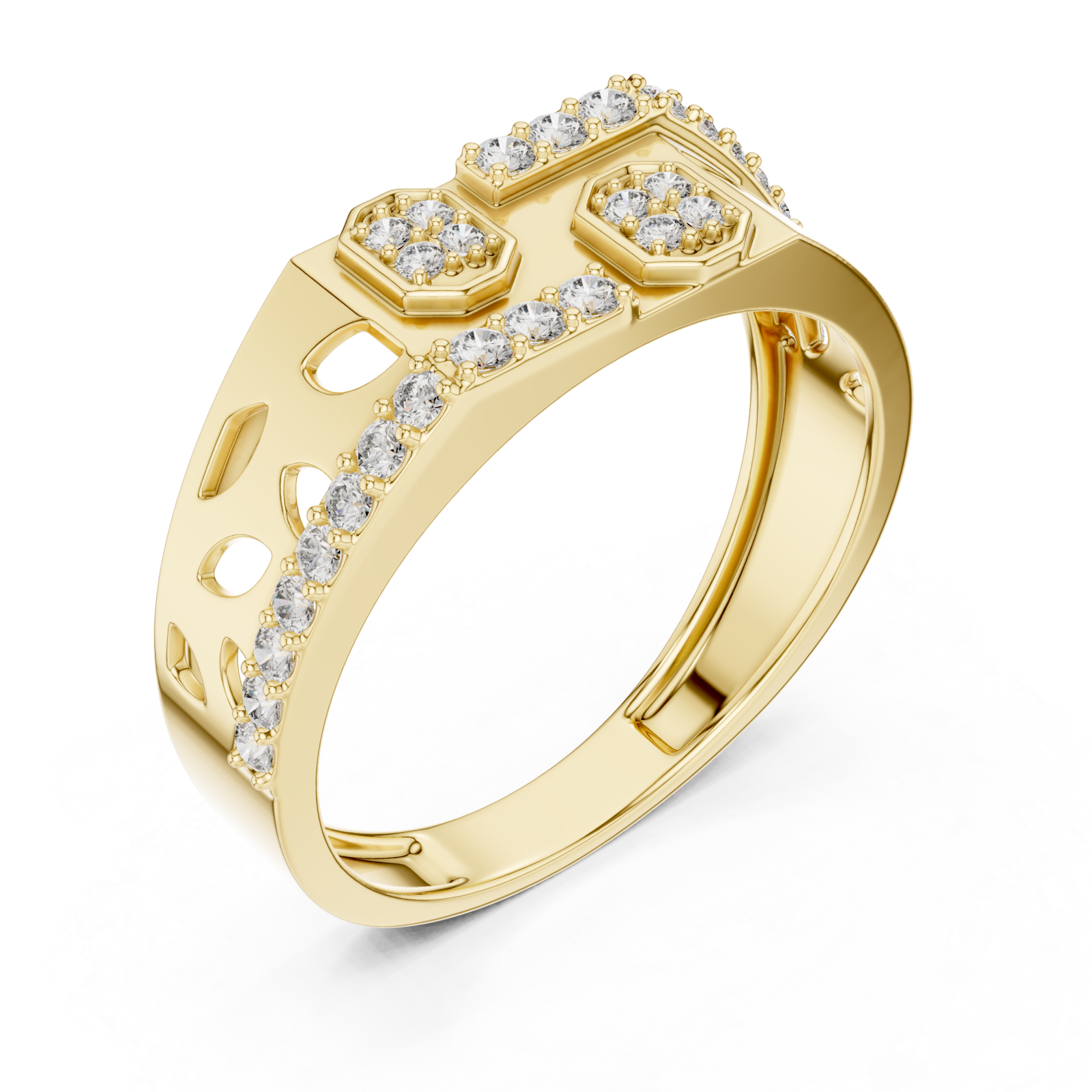 Gold Petal Lattice Ring Right View