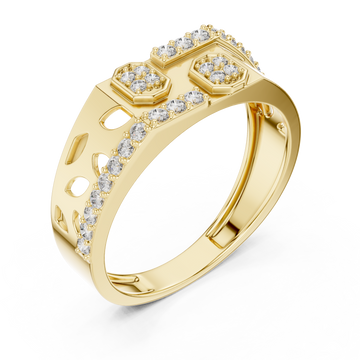 Gold Petal Lattice Ring Right View