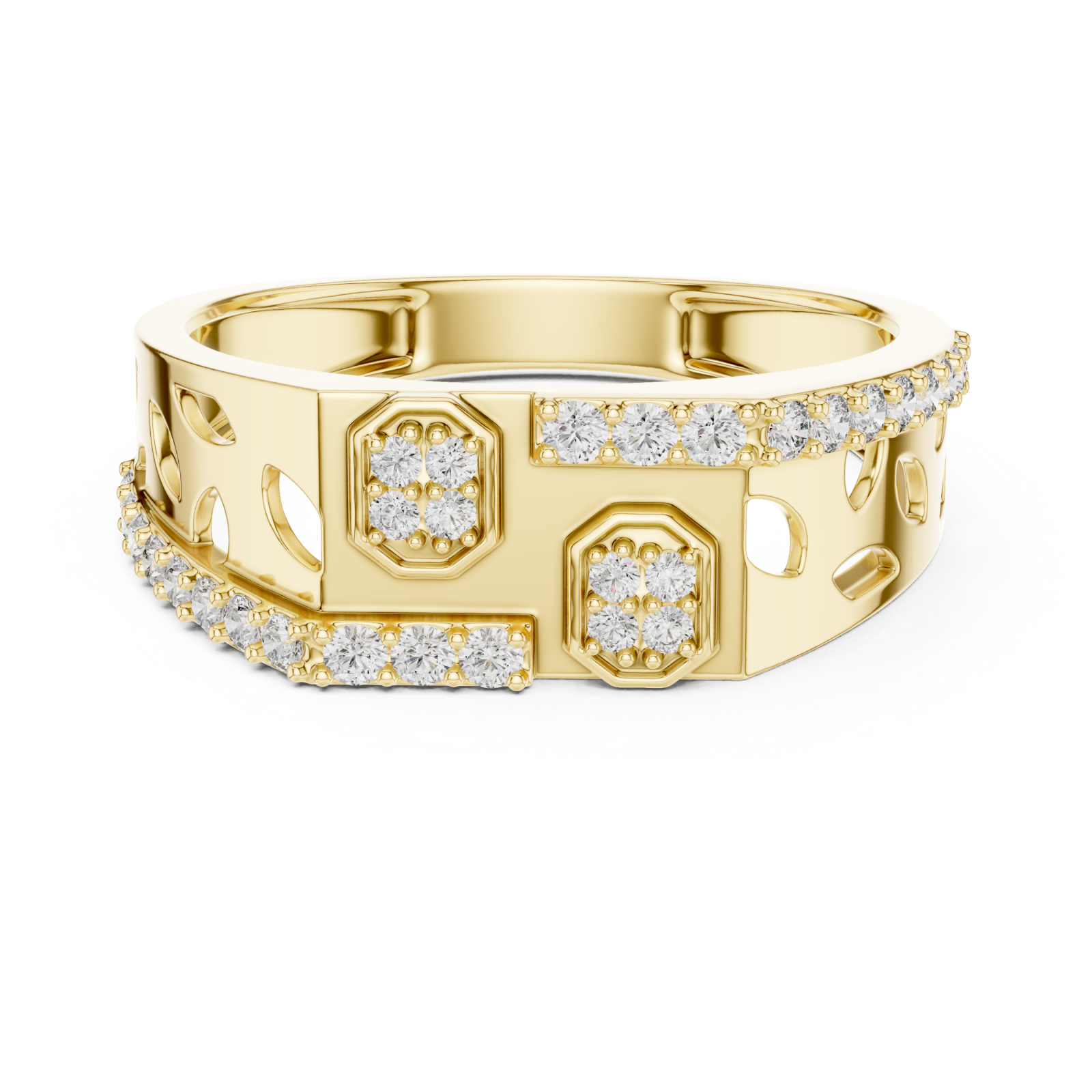  Gold Petal Lattice Ring Front View