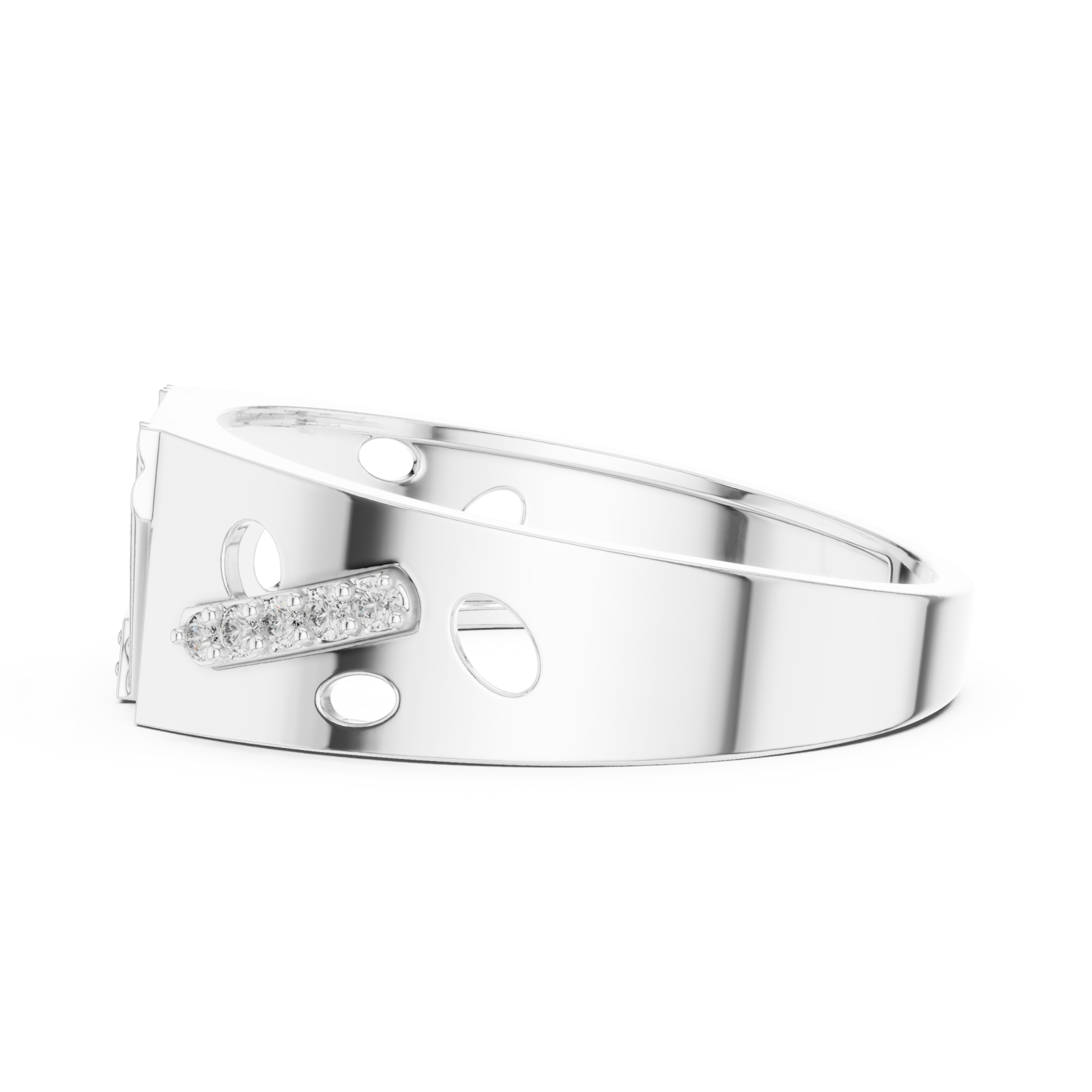  White Gold Twilight Echo Signature Ring Side View