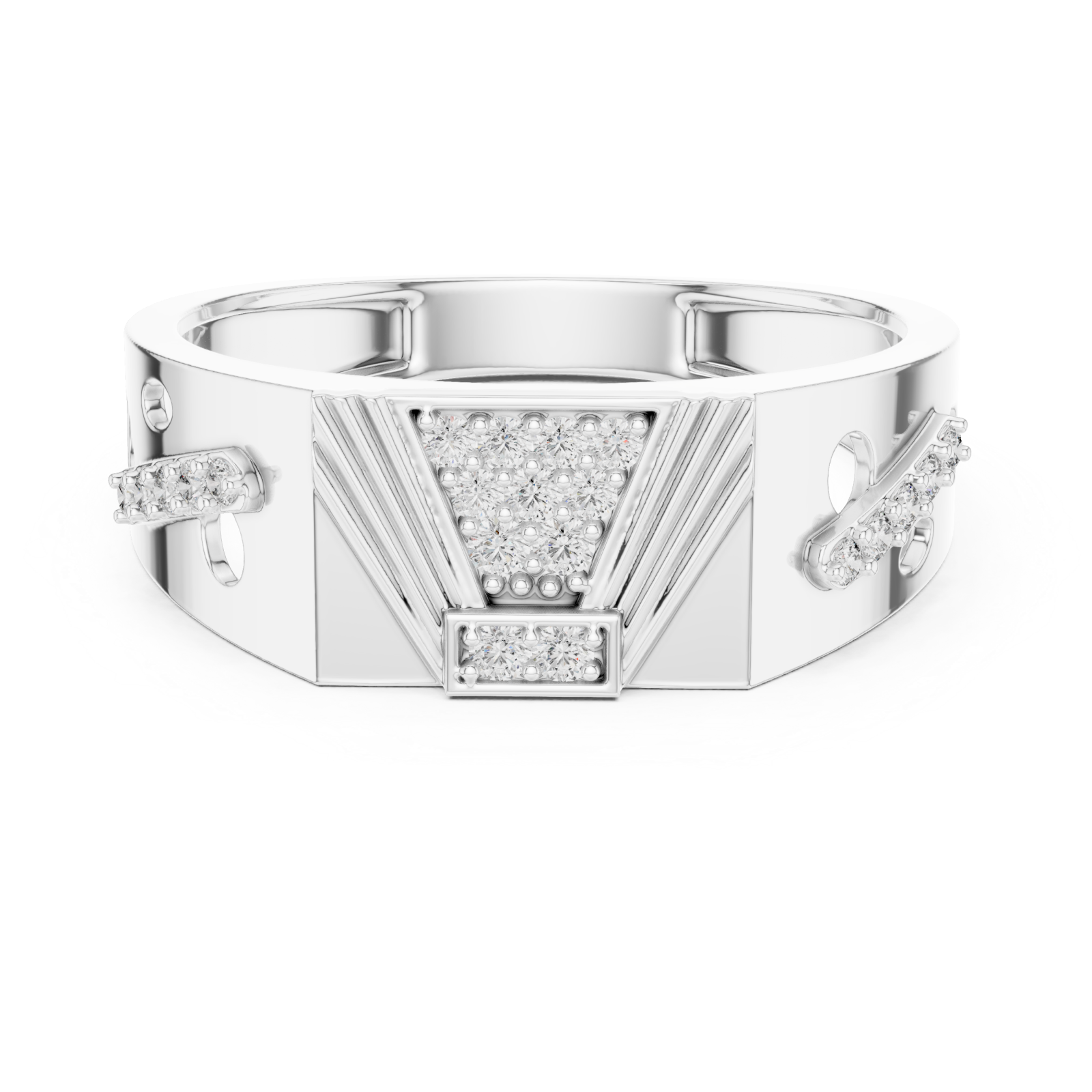  White Gold Twilight Echo Signature Ring Front View