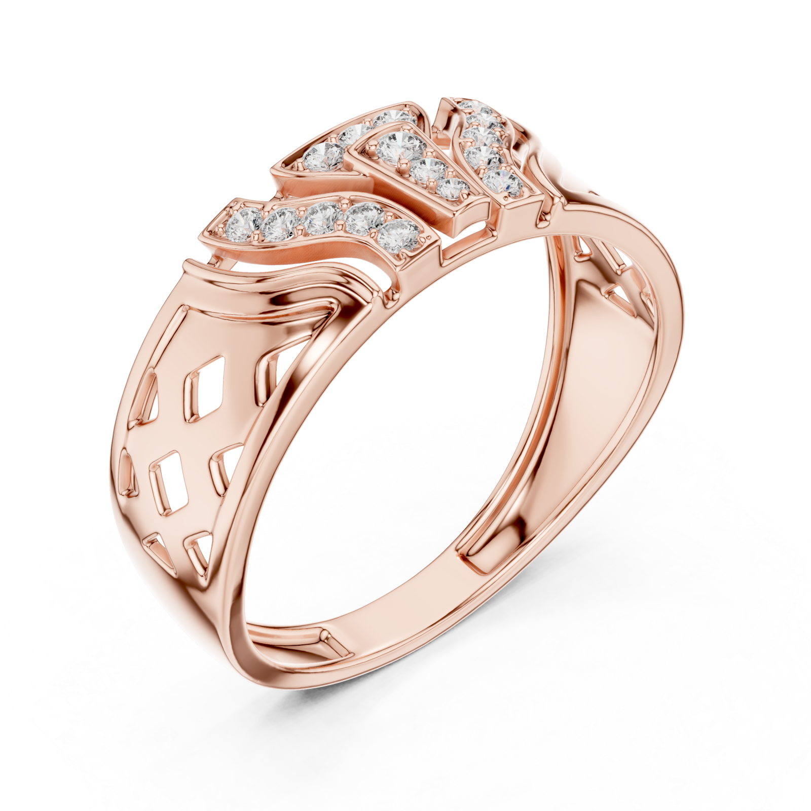  Rose Gold Luminous Crest Openwork Ring Right View