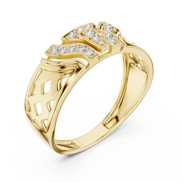 Gold Luminous Crest Openwork Ring Right View