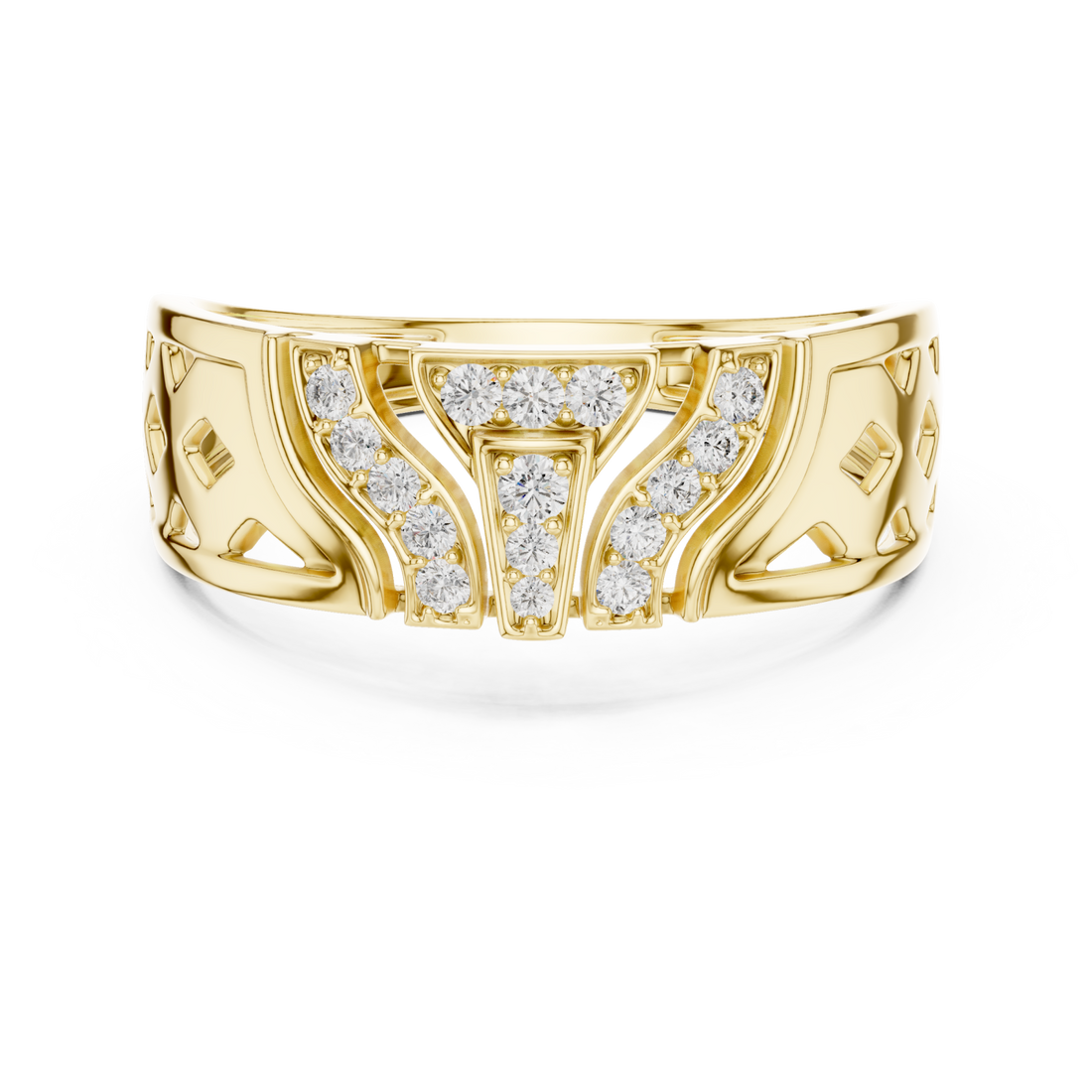 Gold Luminous Crest Openwork Ring Right View