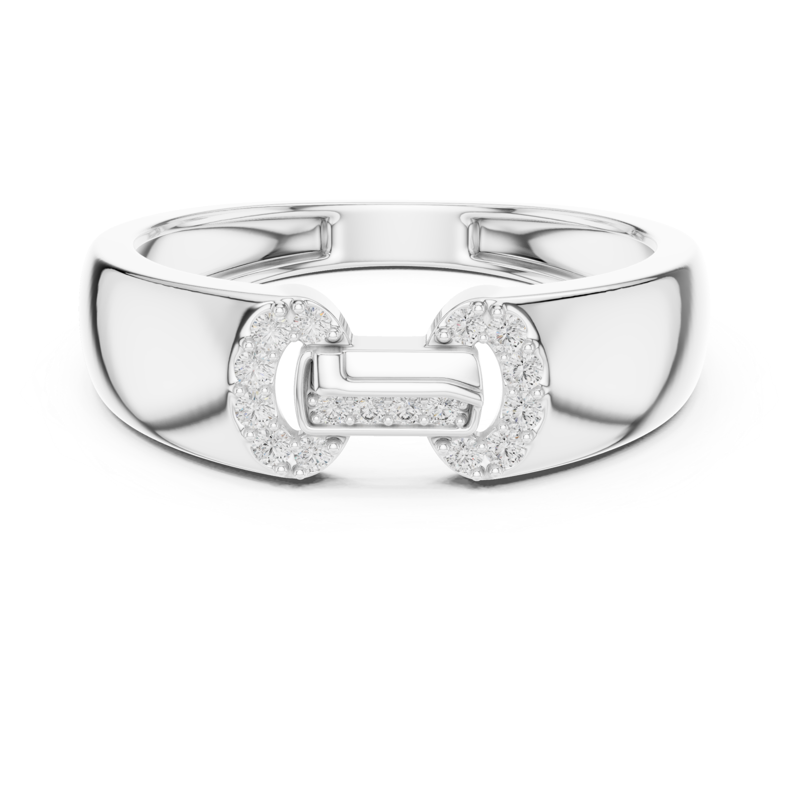  White Gold Gentle Echo Modern Band Front View