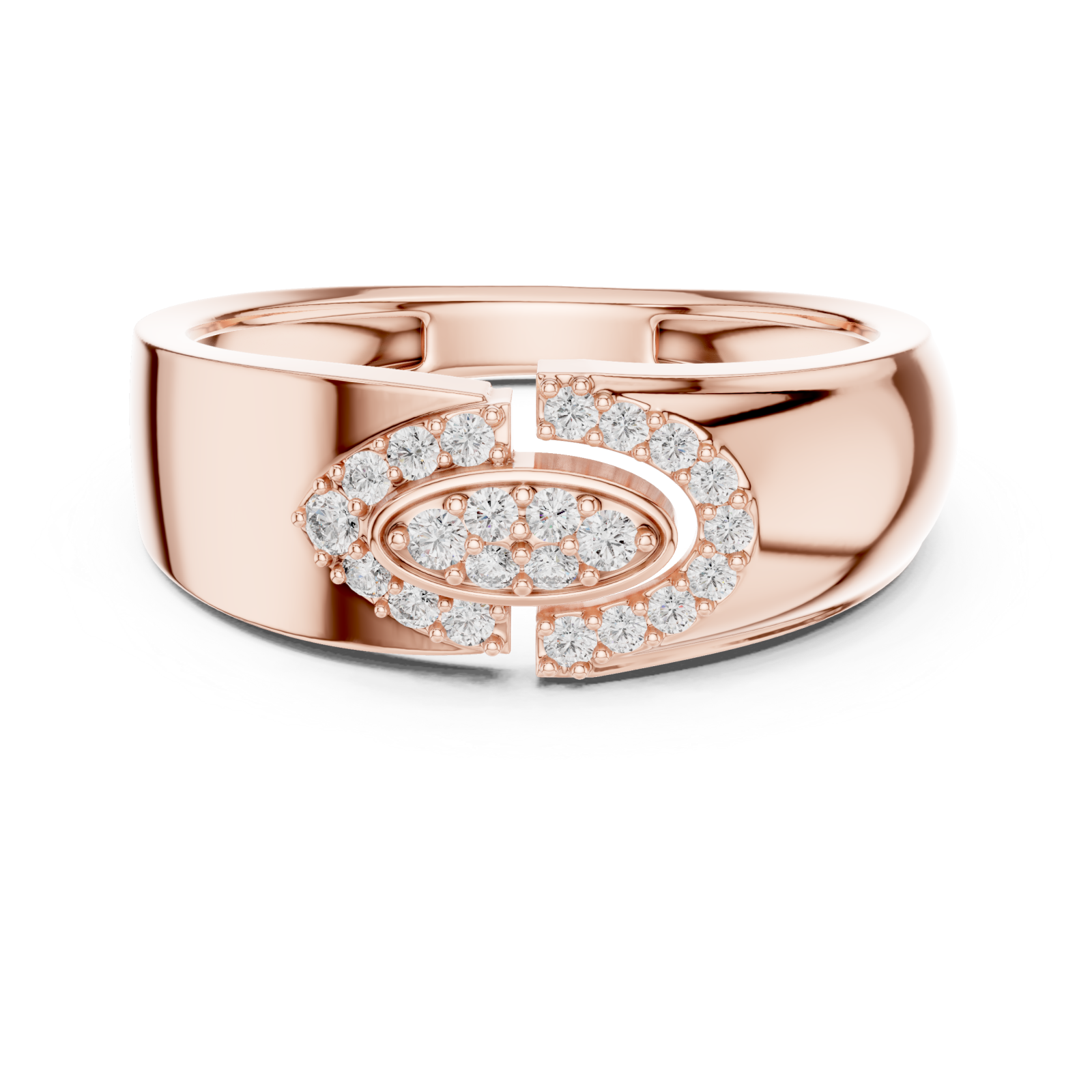 Rose Gold Blooming Graceful Twist Statement Ring Front View