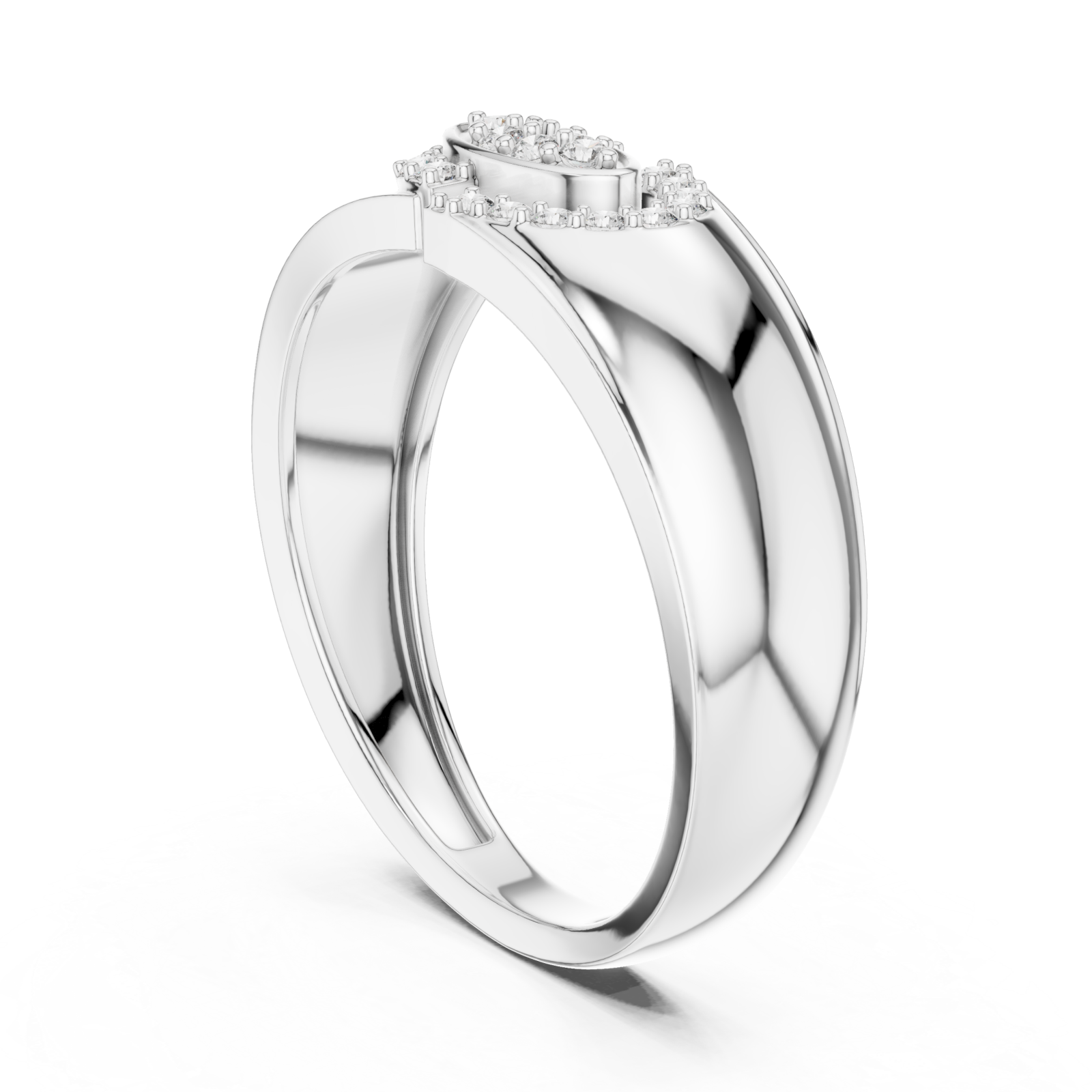  White Gold Blooming Graceful Twist Statement Ring Left View