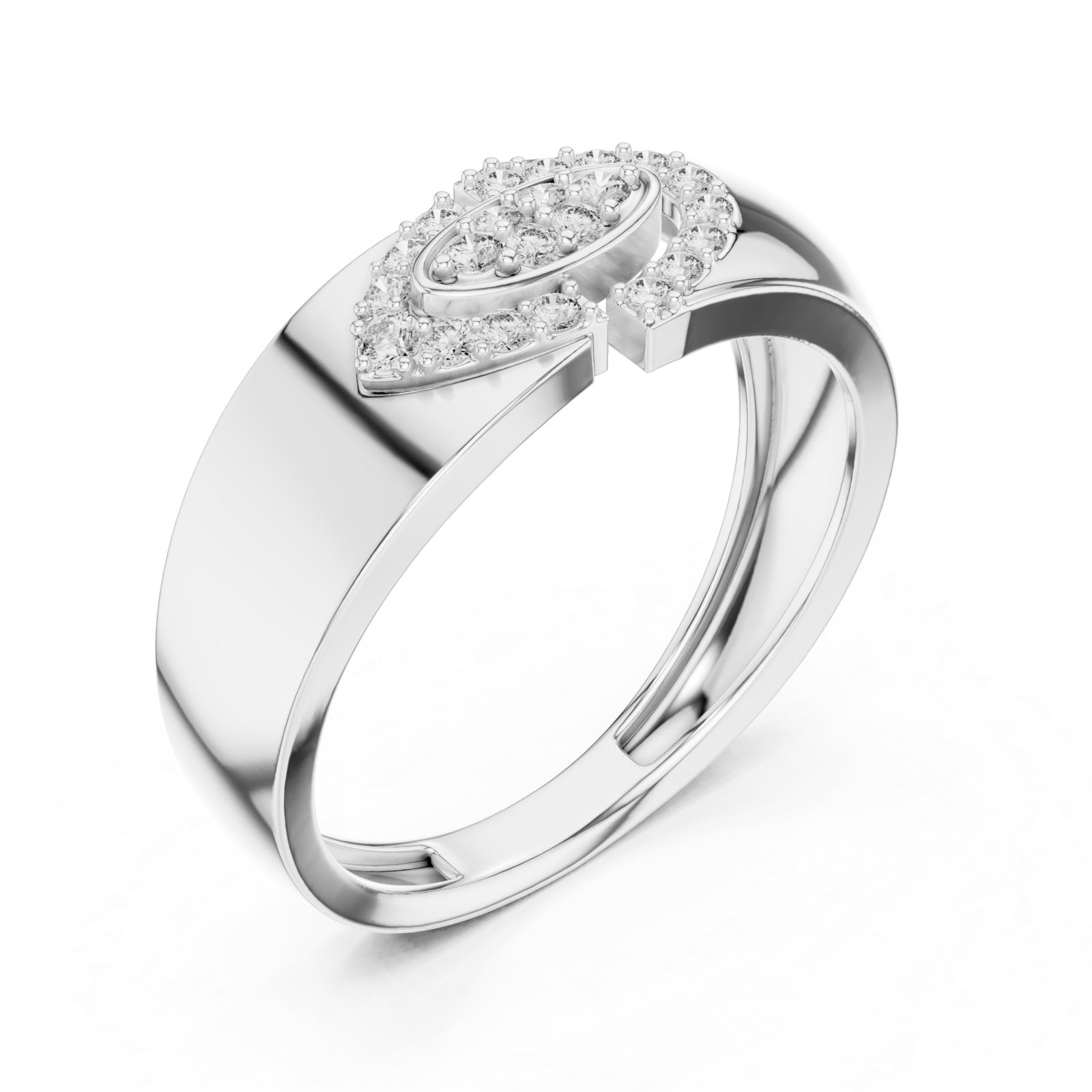  White Gold Blooming Graceful Twist Statement Ring Right View