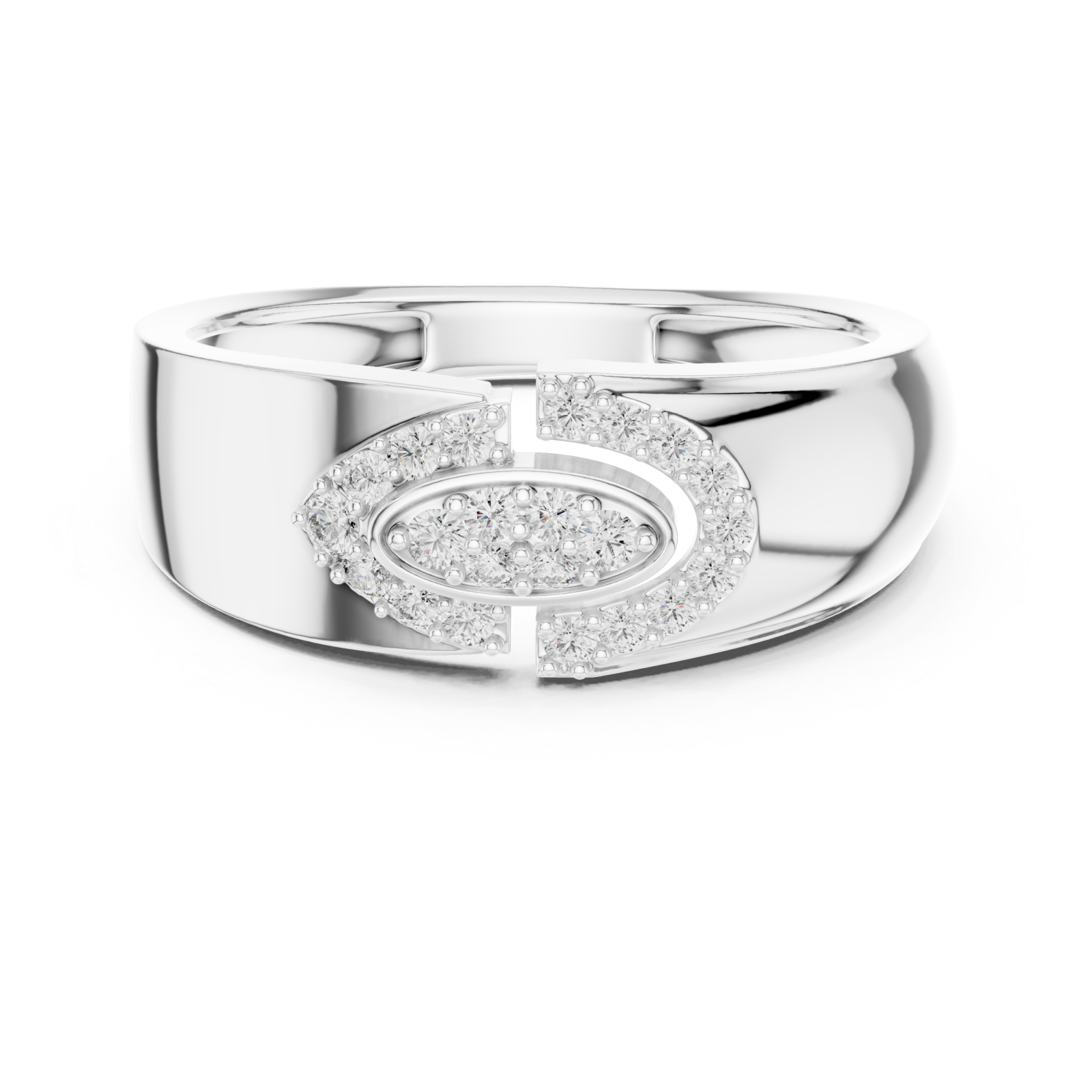  White Gold Blooming Graceful Twist Statement Ring Front View