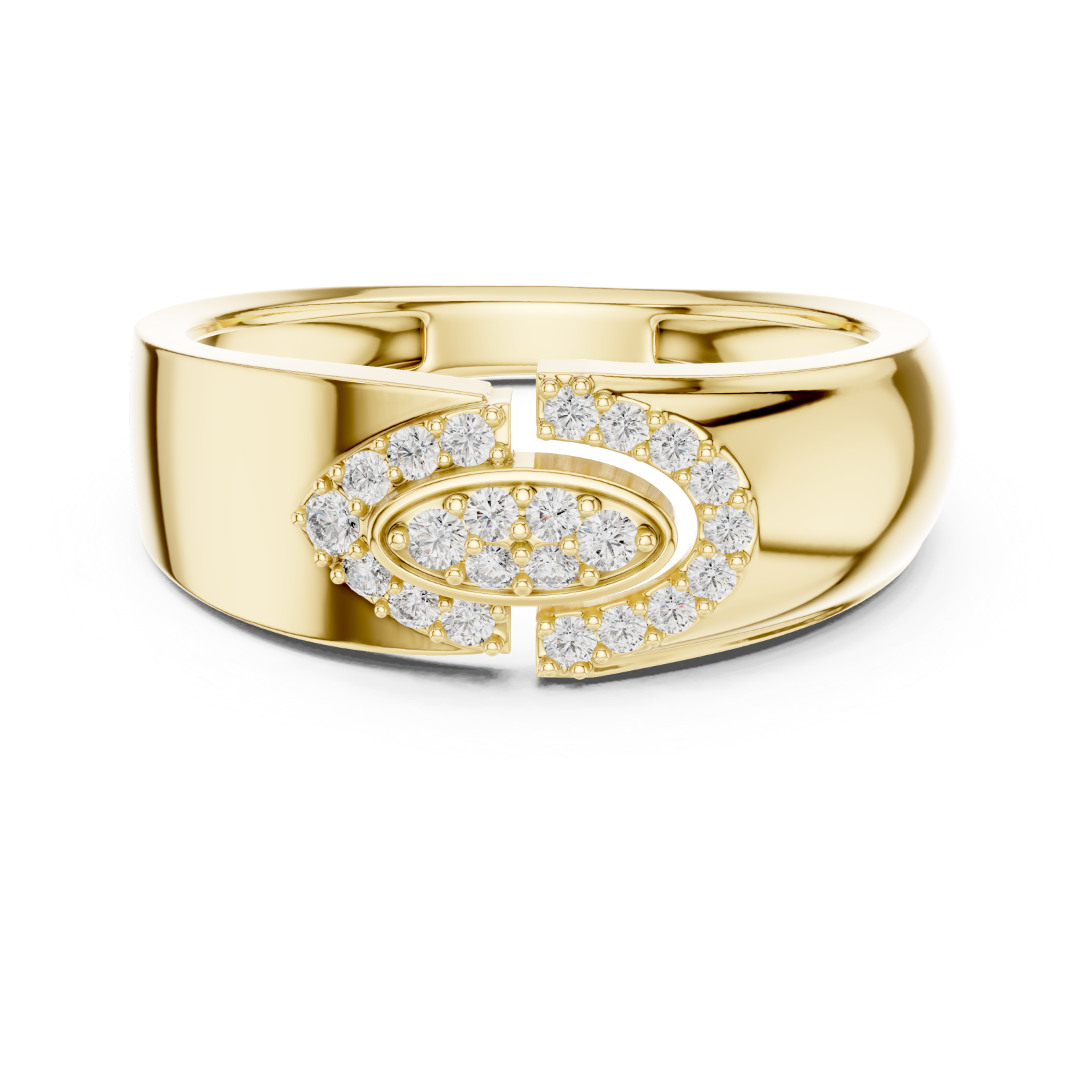  Gold Blooming Graceful Twist Statement Ring Front View
