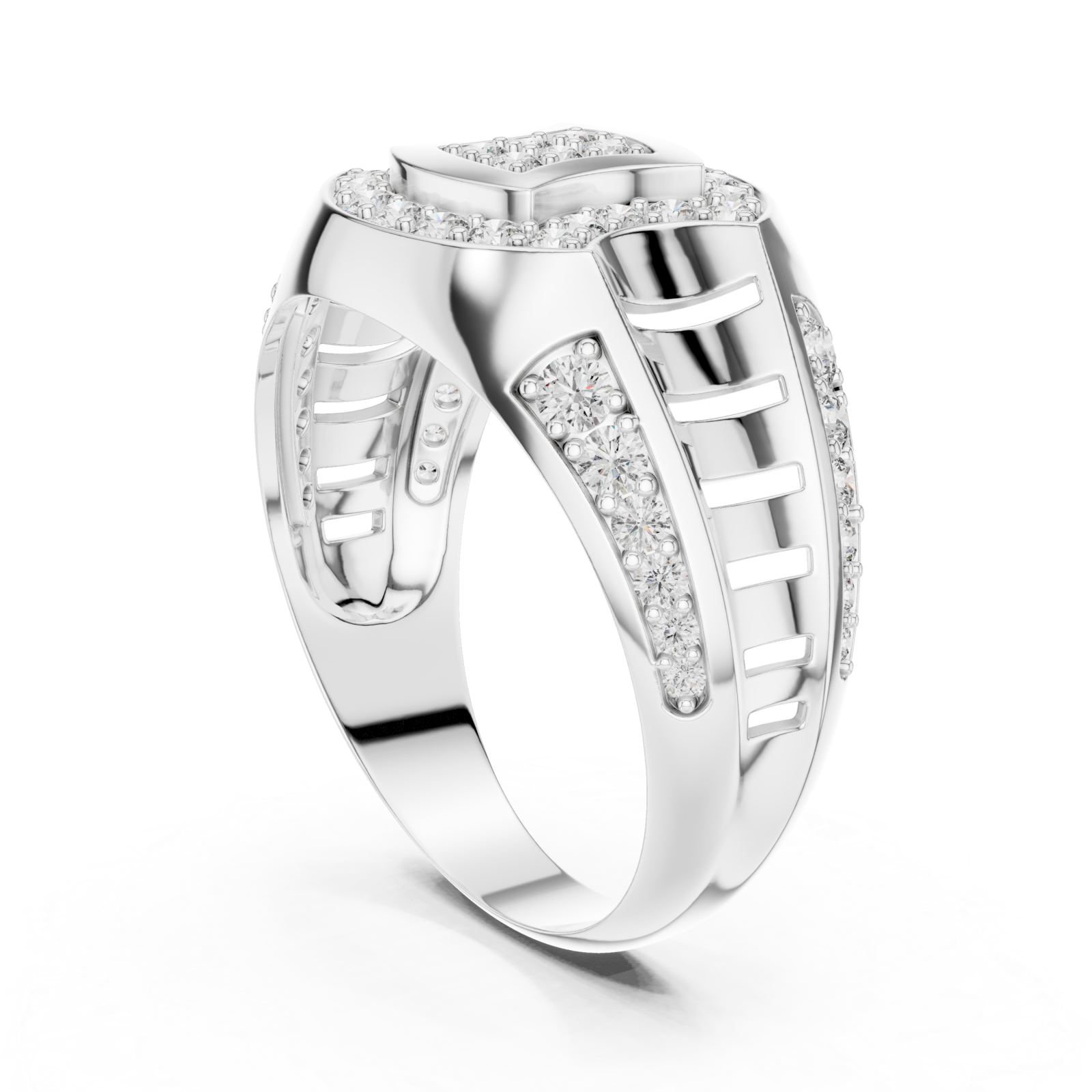  White Gold Starlit Passage Arched Motif Solitaire Ring Left View