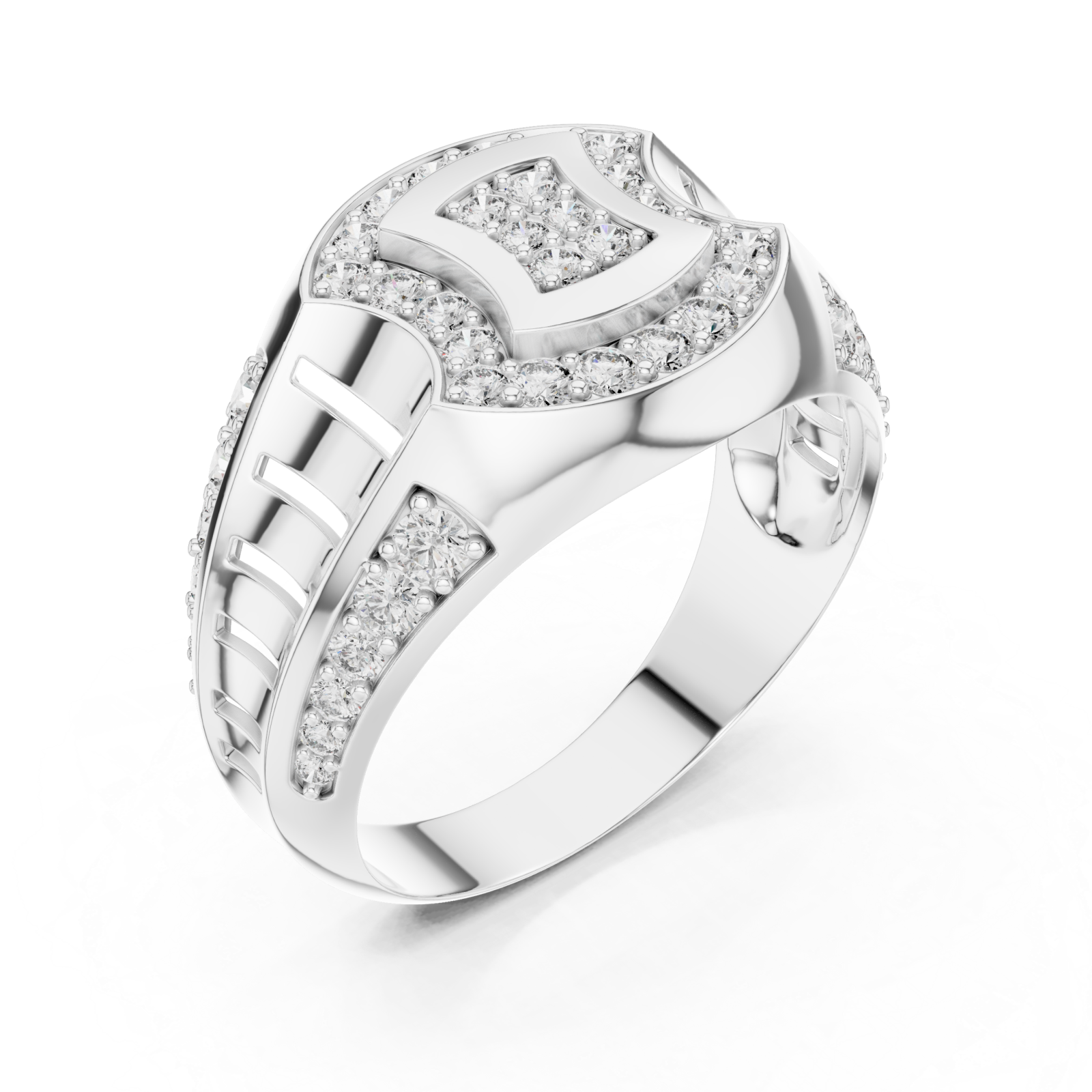  White Gold Starlit Passage Arched Motif Solitaire Ring Right View