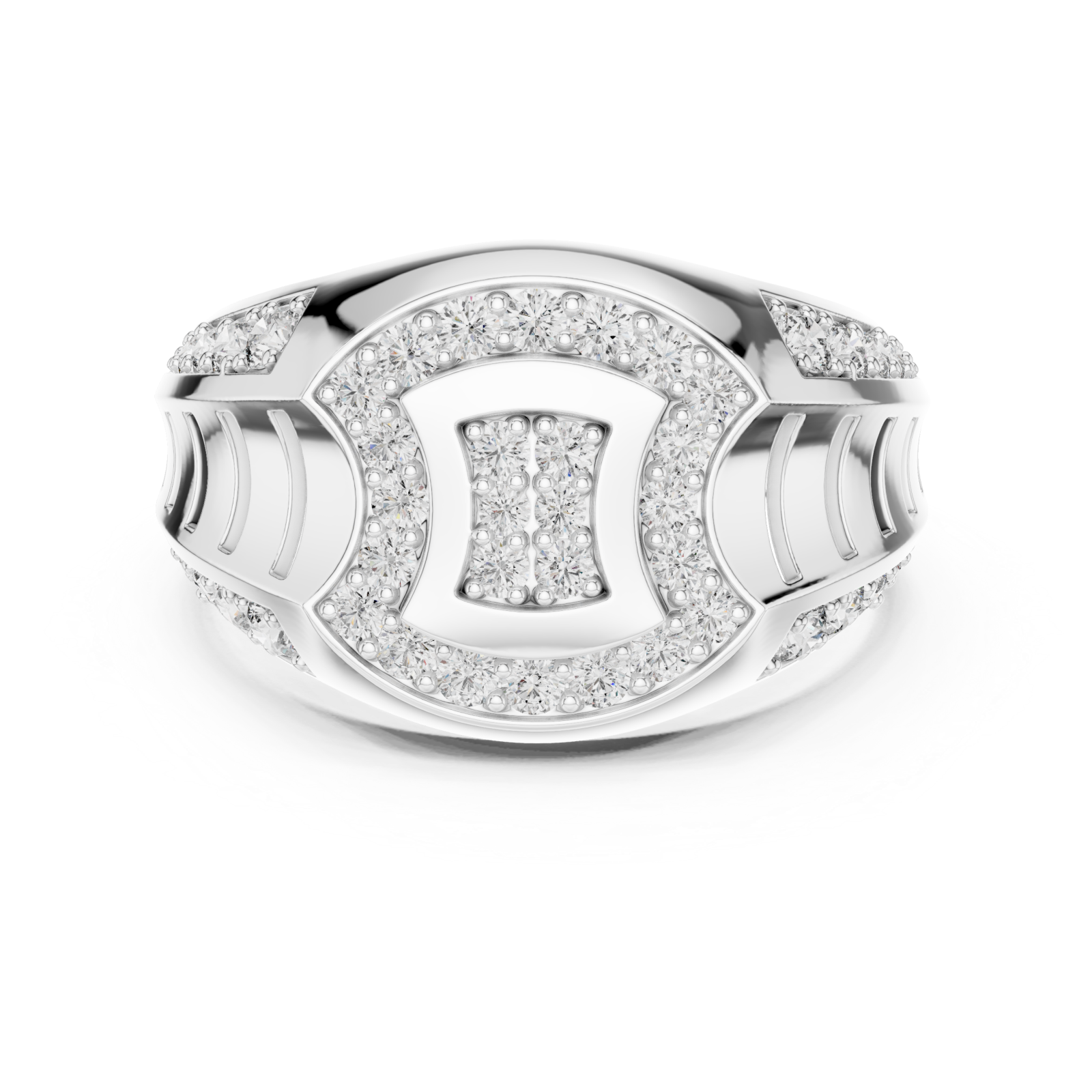  White Gold Starlit Passage Arched Motif Solitaire Ring Front View