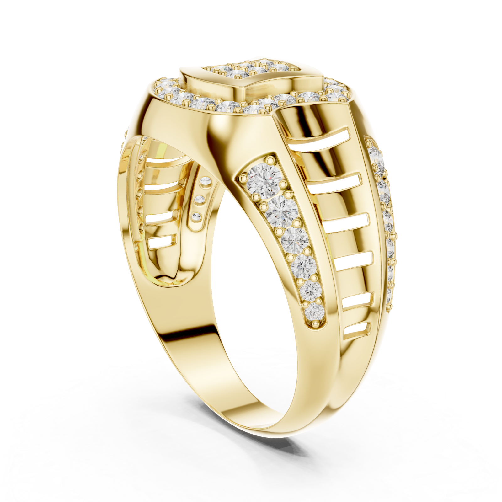  Gold Starlit Passage Arched Motif Solitaire Ring Left View