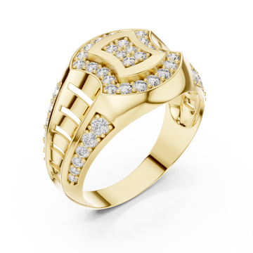 Gold Starlit Passage Arched Motif Solitaire Ring Right View