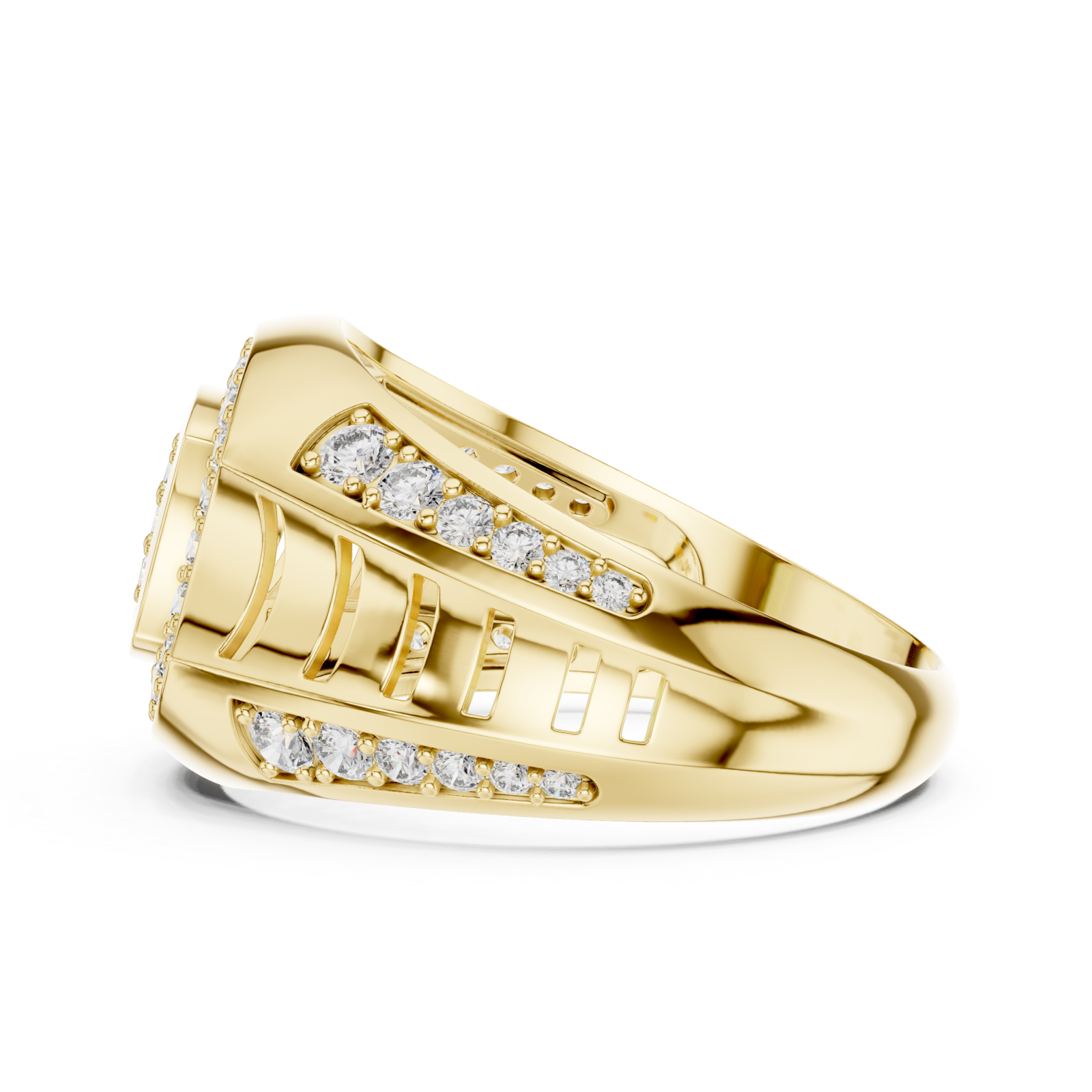  Gold Starlit Passage Arched Motif Solitaire Ring Side View
