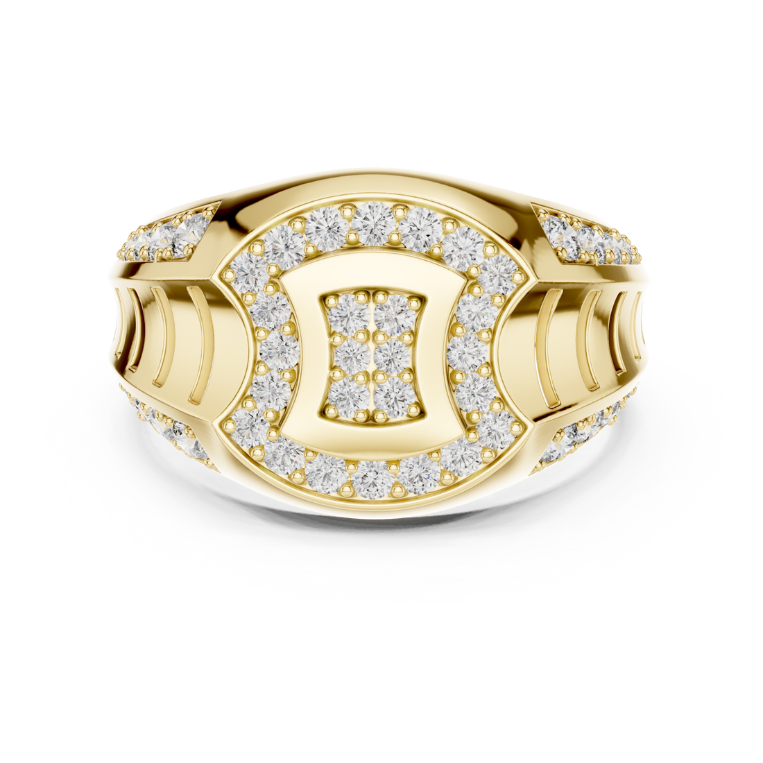 Gold Starlit Passage Arched Motif Solitaire Ring Right View