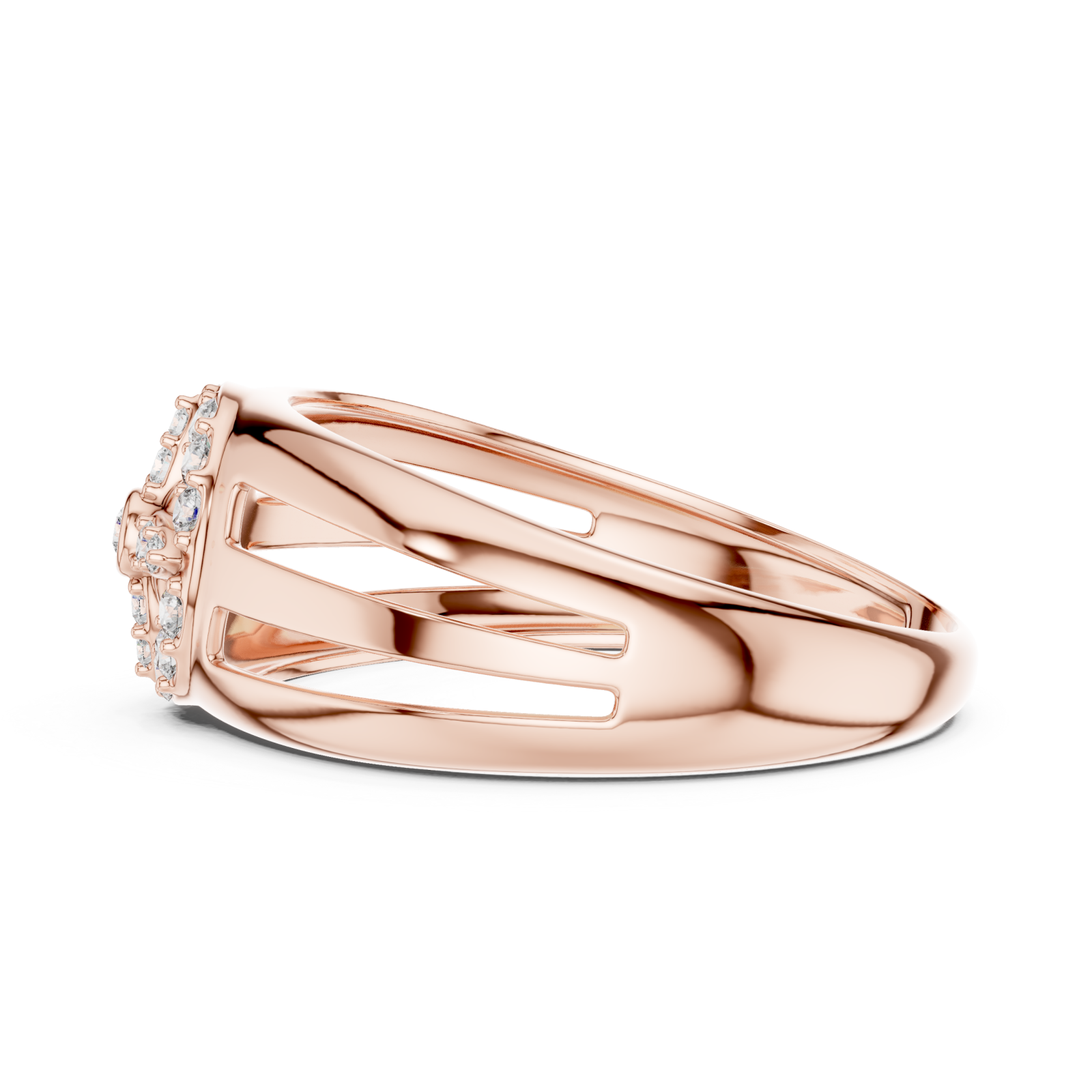 Rose Gold Luminous Grace Statement Ring Side View